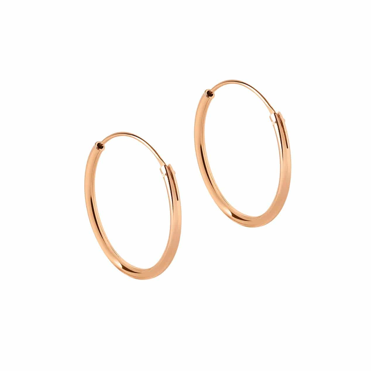 Rose Gold Plated Hoop Earrings 20 MM 1,5MM - Juulry.com