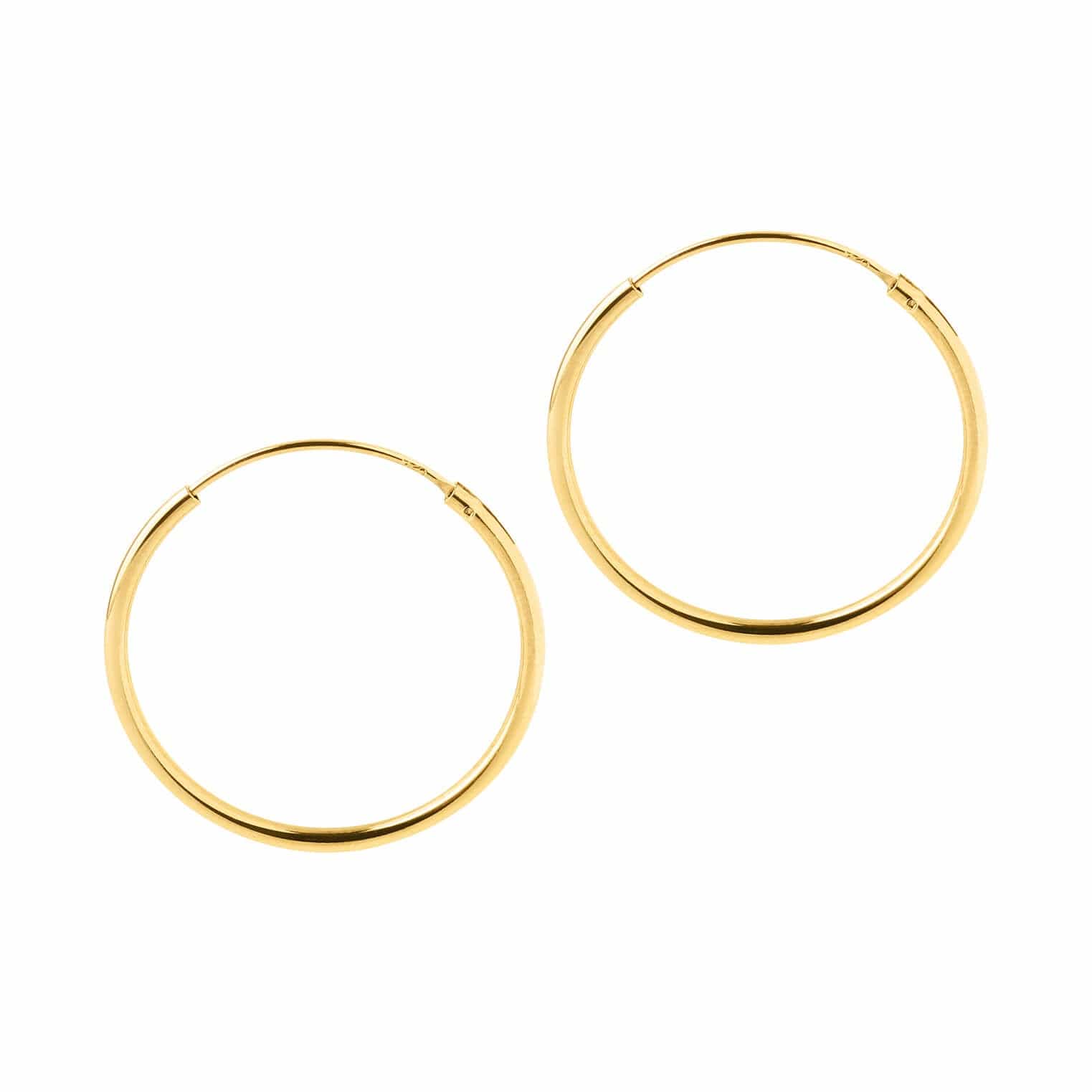 Gold Plated Hoop Earrings 25 MM 1,5 MM