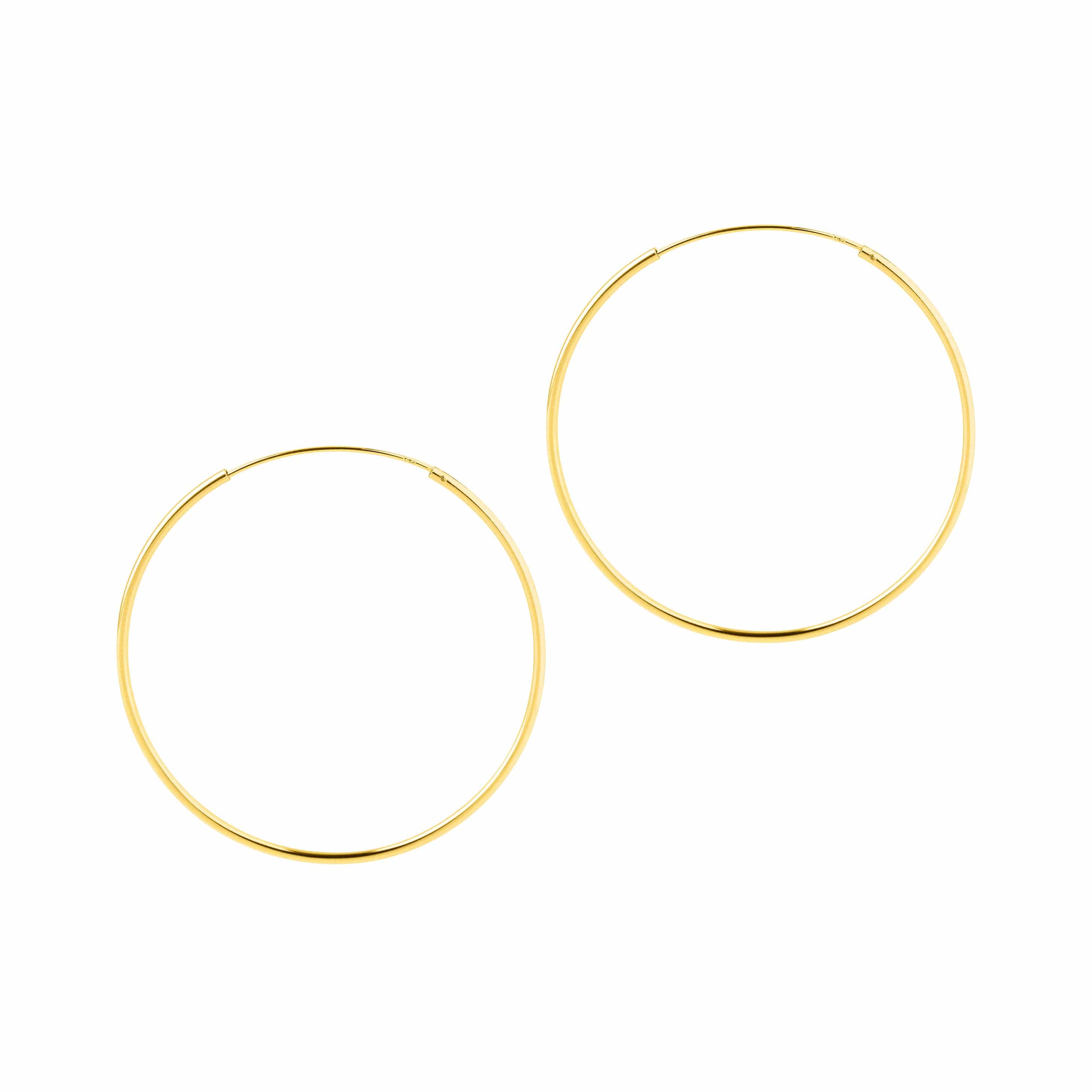 Gold Plated Hoop Earrings 50 MM 1,5 MM