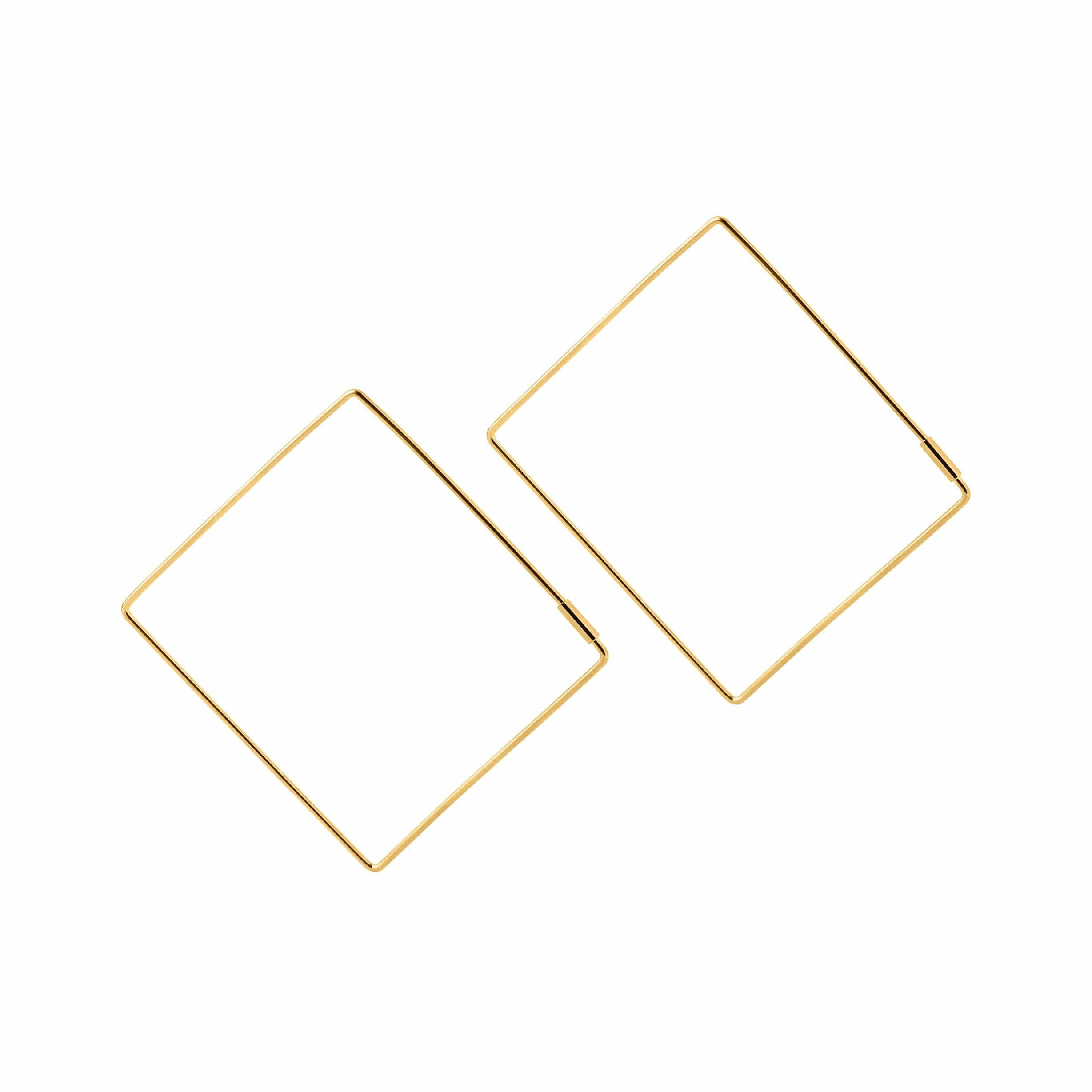 Big Gold Plated Square Hoop Earrings