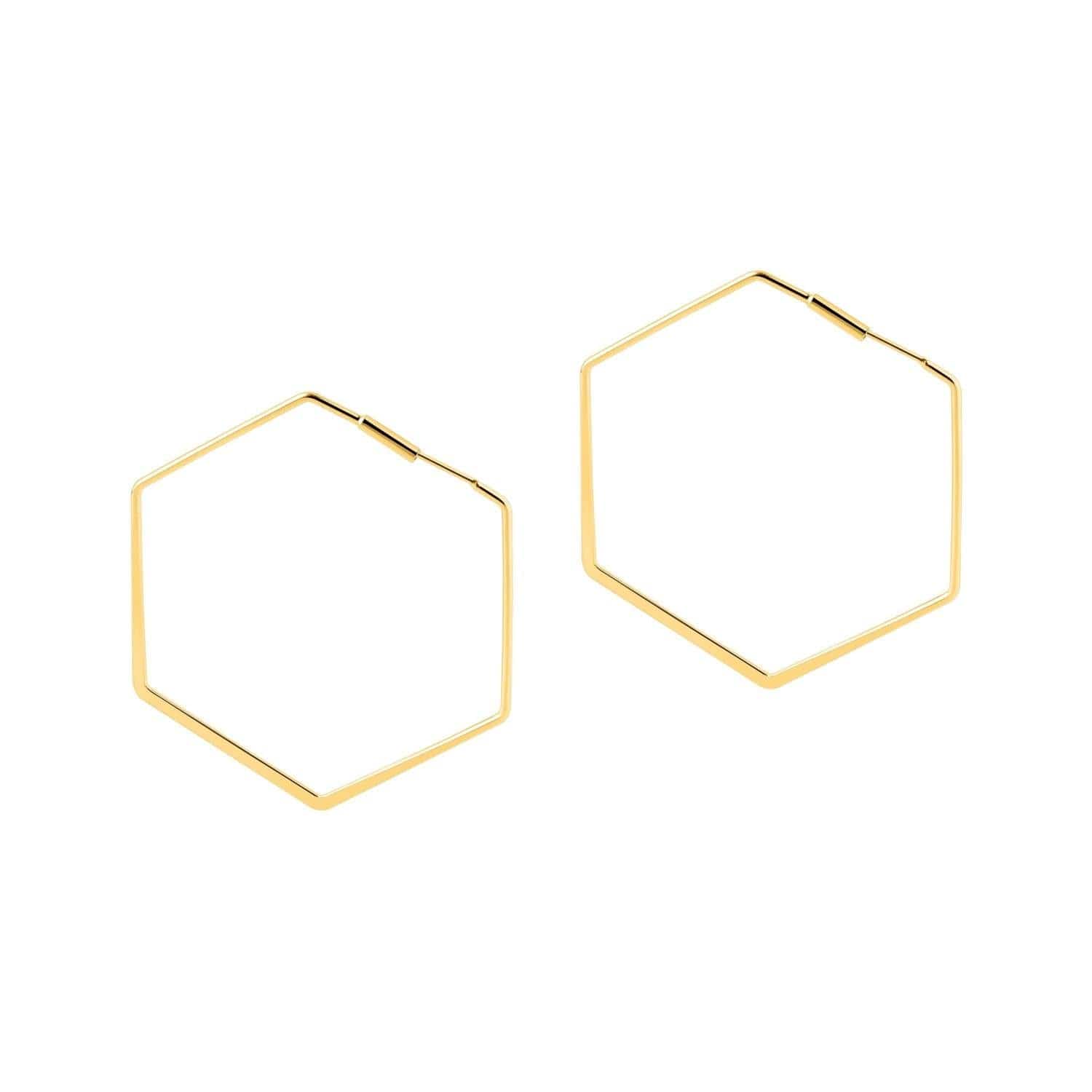 Big Gold Plated Hexagon Hoop Earrings