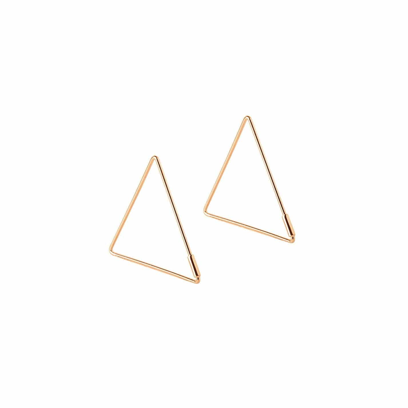 Small Rosé Gold Plated Triangle Hoop Earrings - Juulry.com