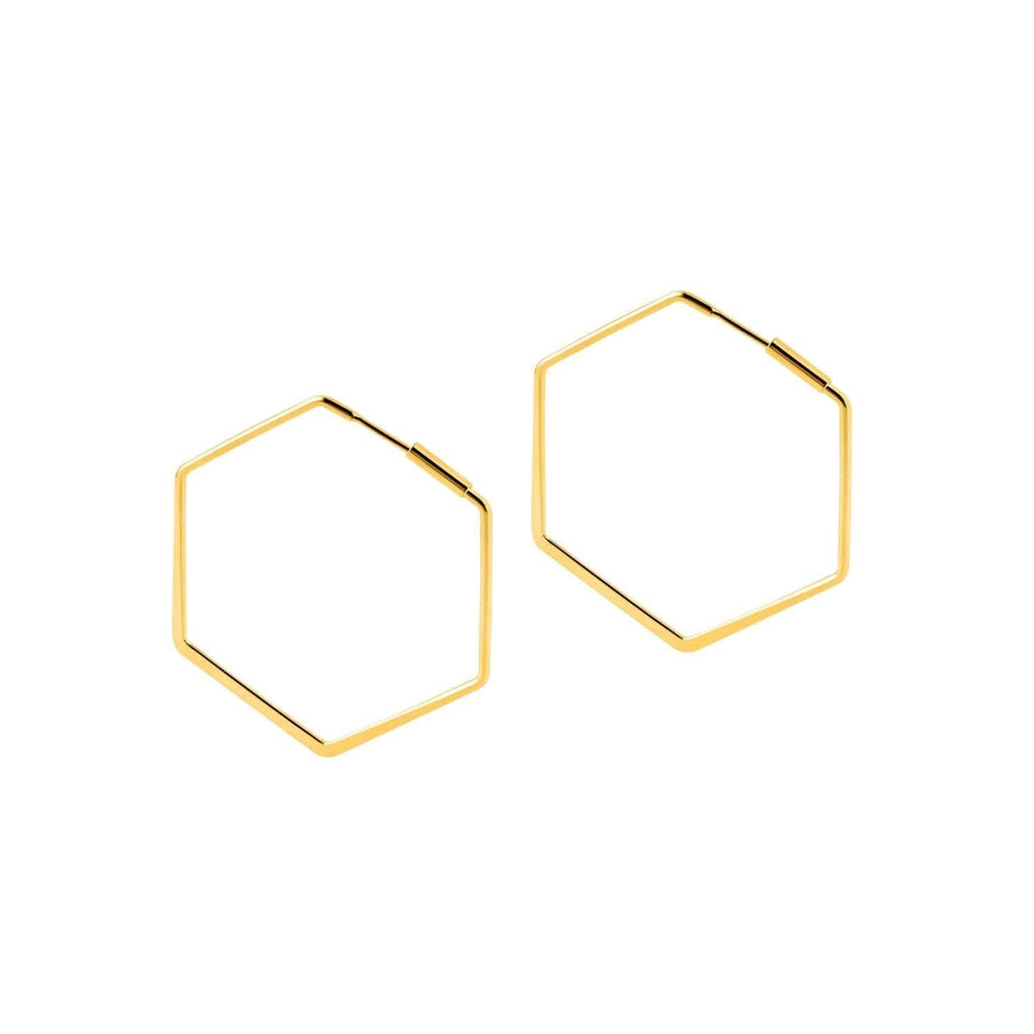 Small Gold Plated Hexagon Hoop Earrings