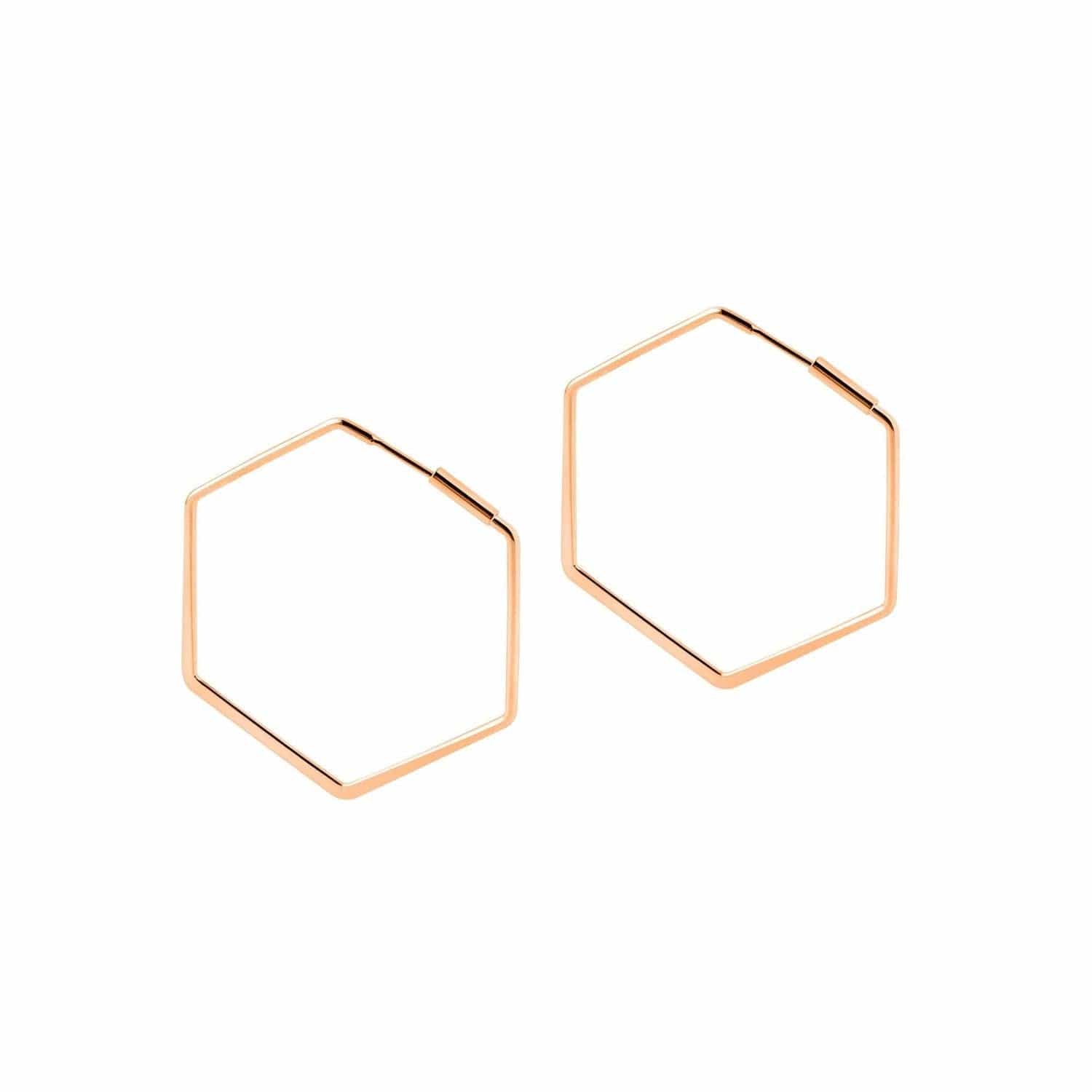 Small Rose Gold Plated Hexagon Hoop Earrings