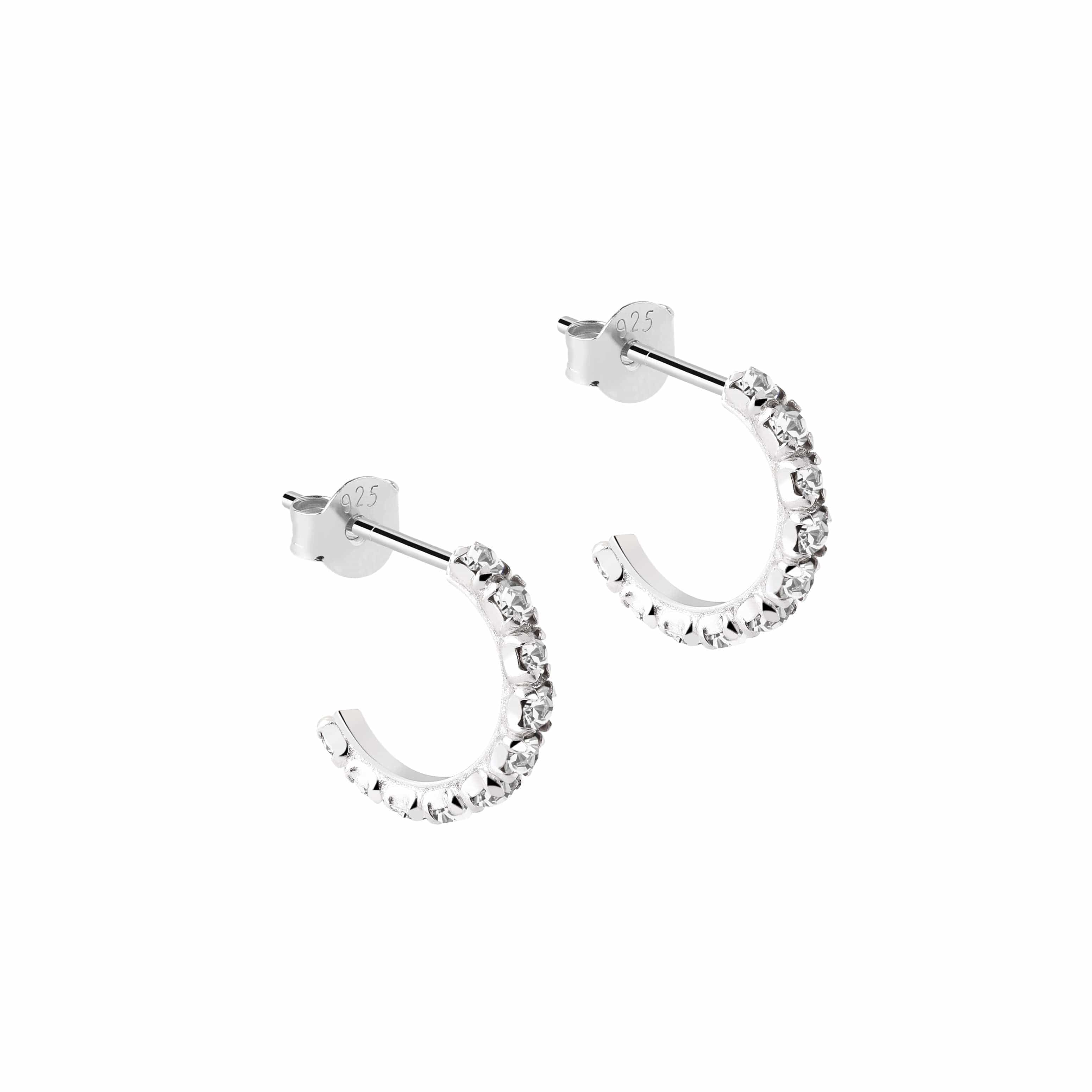Sapphire Stud Hoop Earrings 925 Sliver