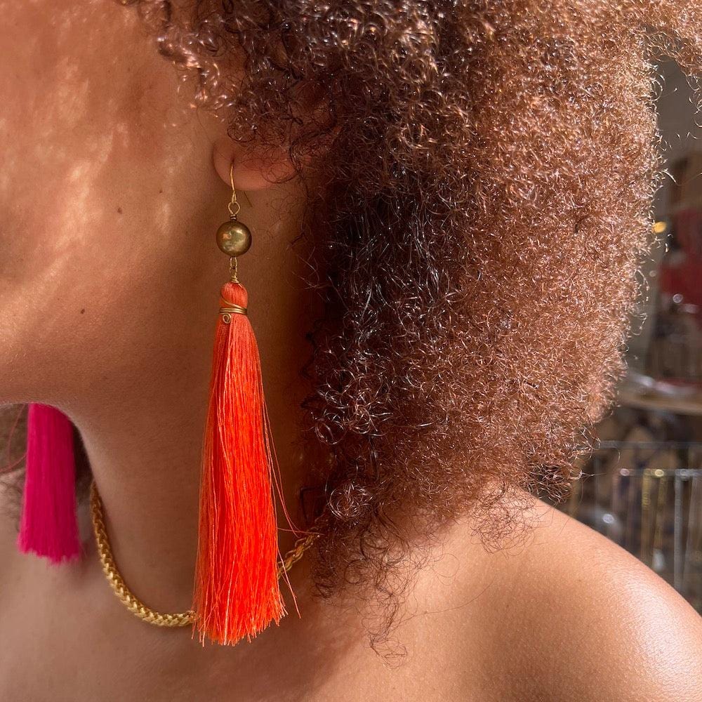 Orange Brush Earrings - Juulry.com