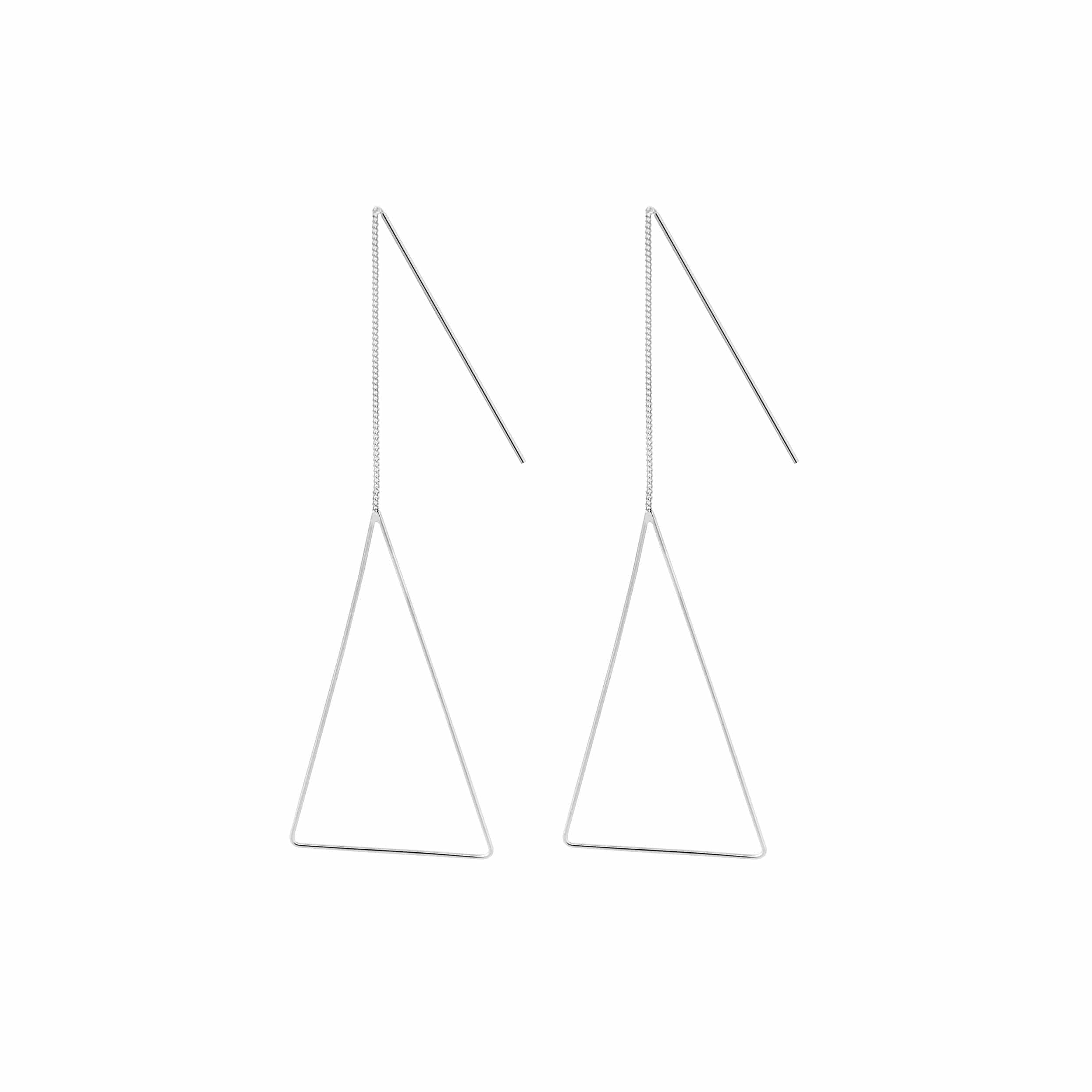 silver hanging earrings with triangle