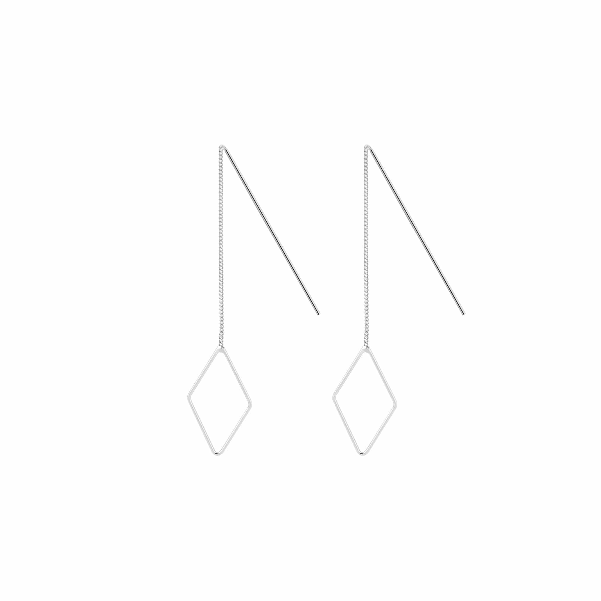 silver hanging earrings with small rhombus