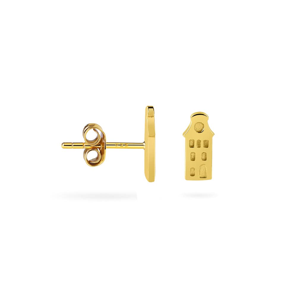 Amsterdam Canal House Gold Plated Stud Earrings