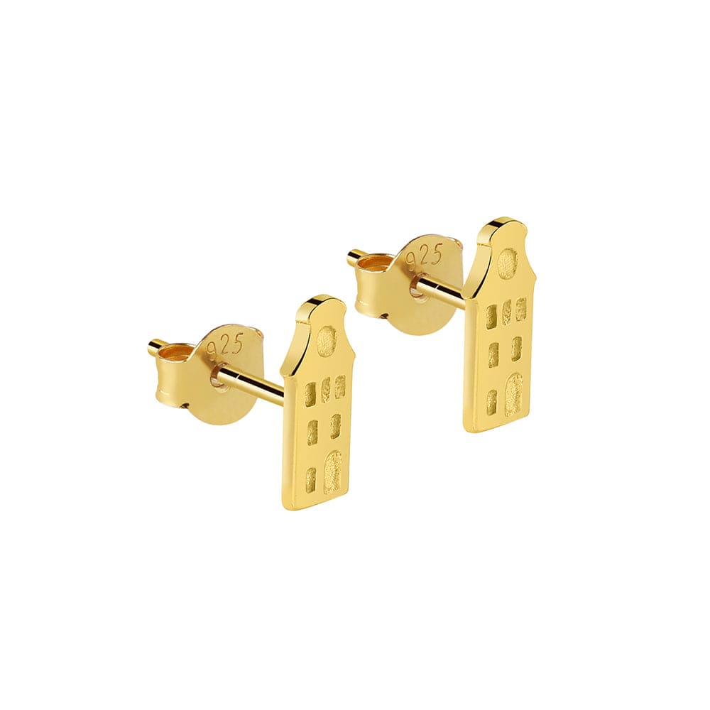 Amsterdam Canal House Gold Plated Stud Earrings