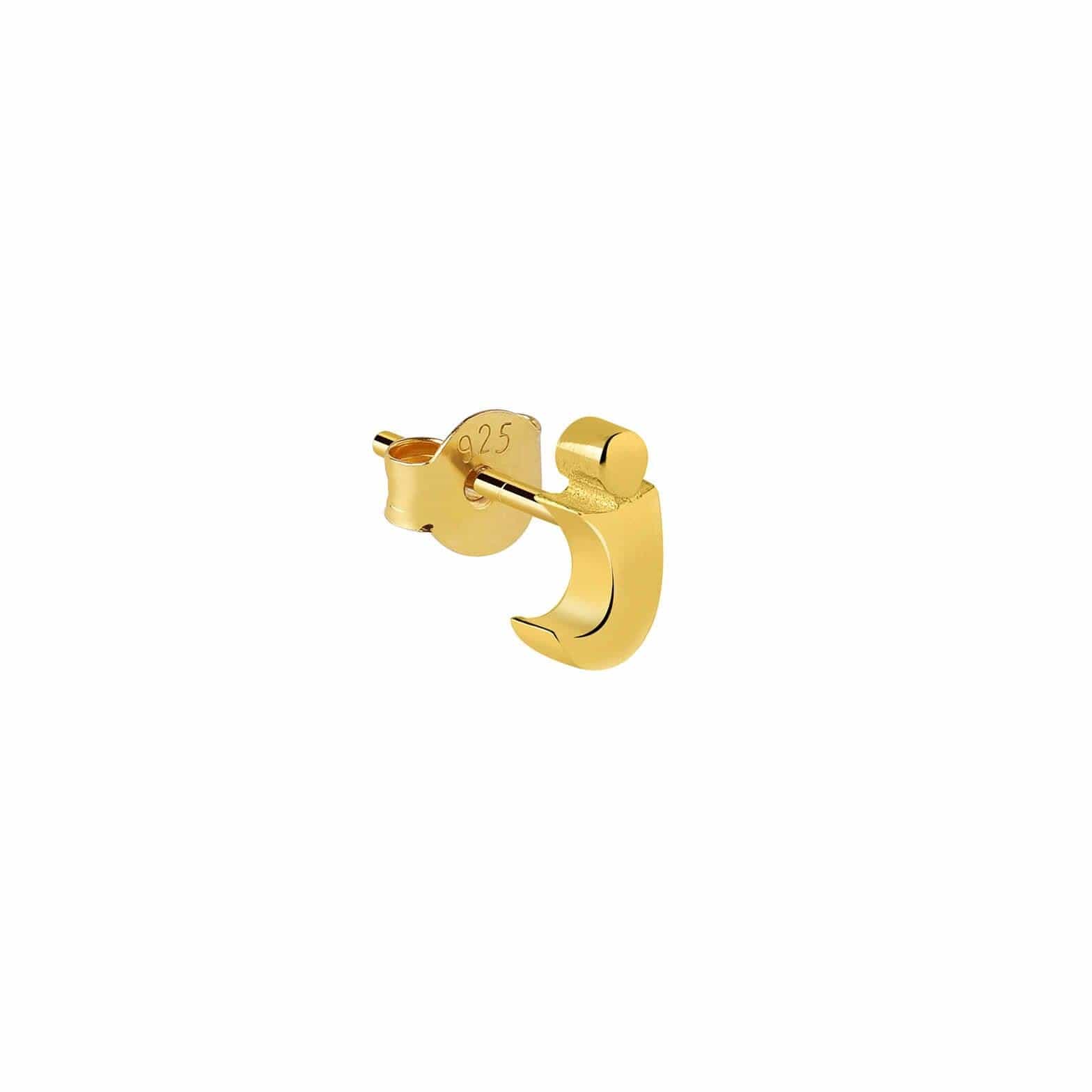 Gold Plated Stud Earring Letter J