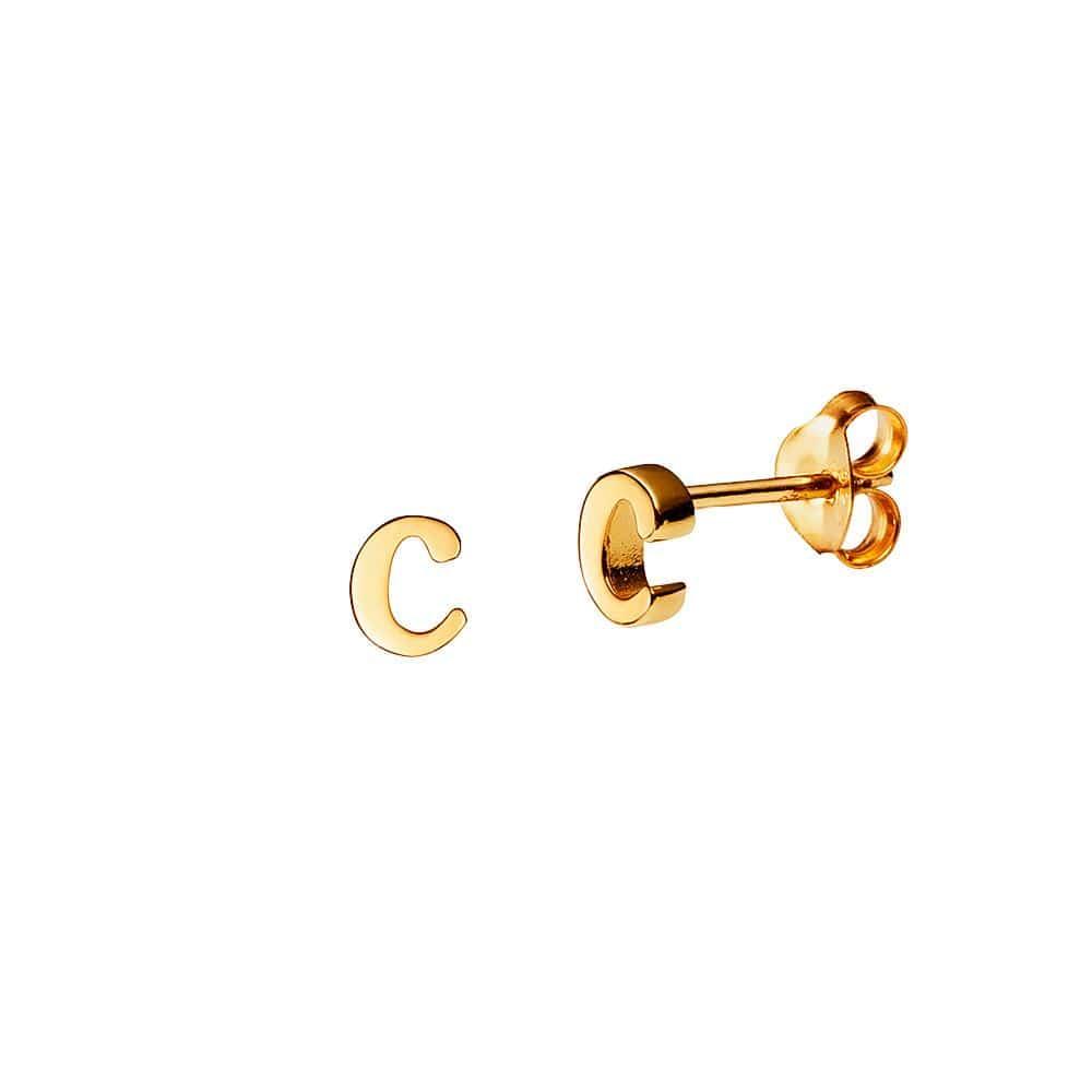Gold Plated Stud Earring Letter C