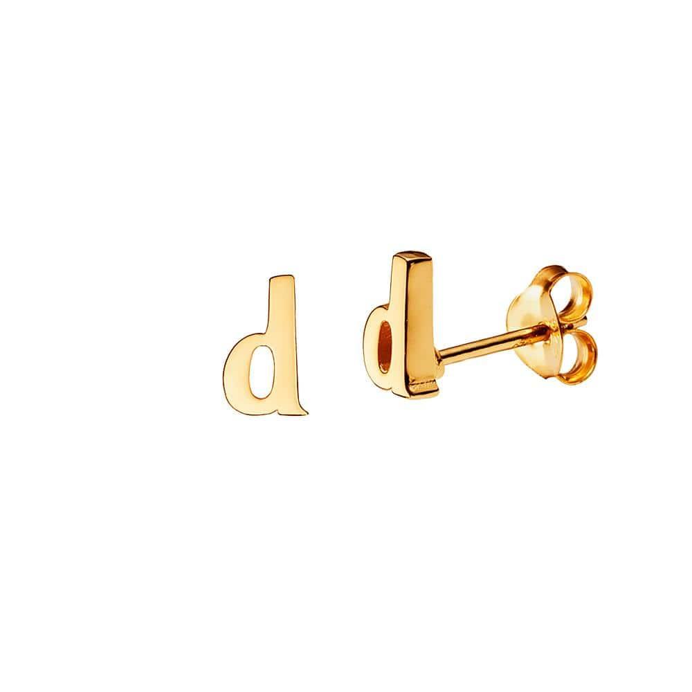 Gold Plated Stud Earring Letter D