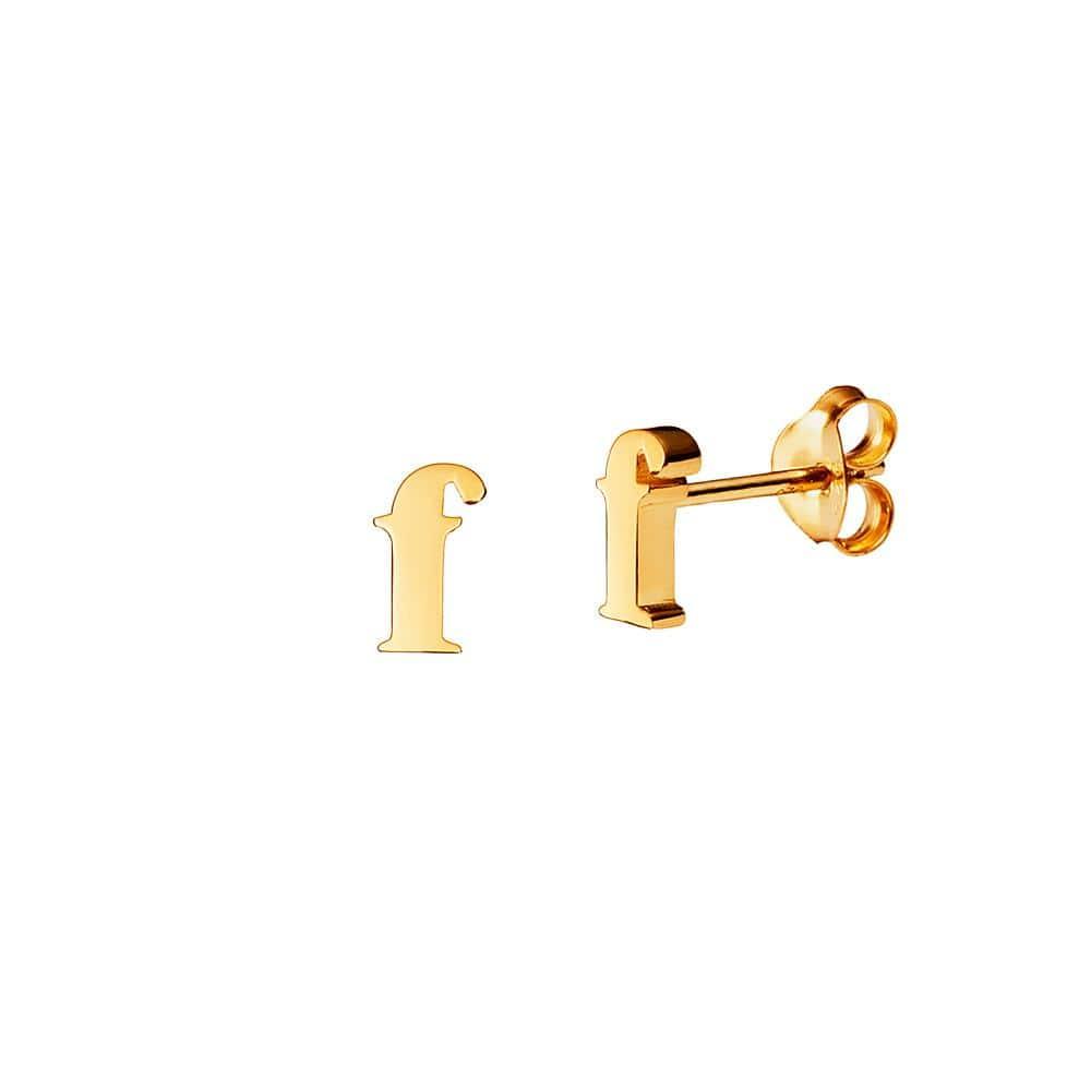 Gold Plated Stud Earring Letter F