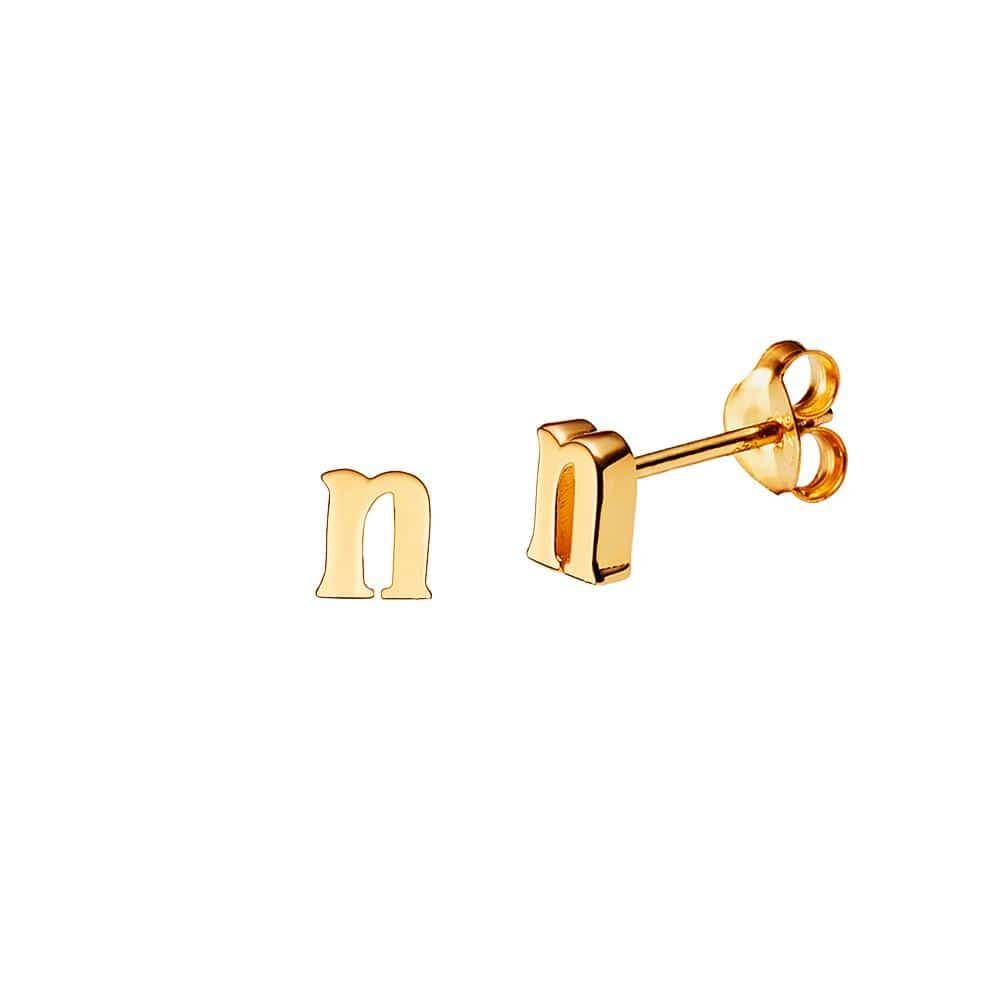 Gold Plated Stud Earring Letter N