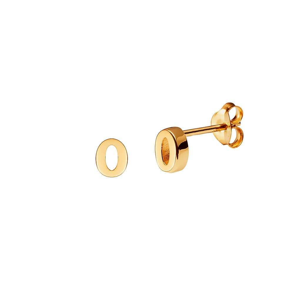 Gold Plated Stud Earring Letter O