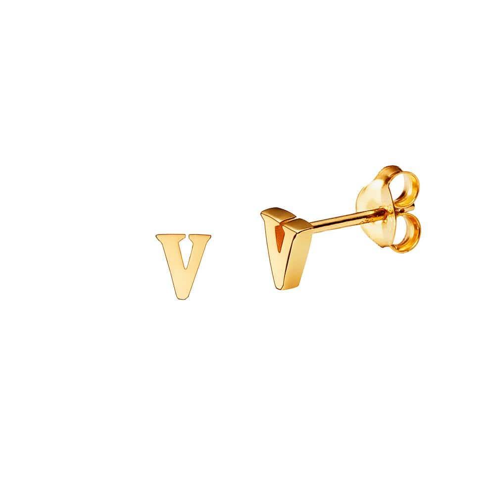 Gold Plated Stud Earring Letter V