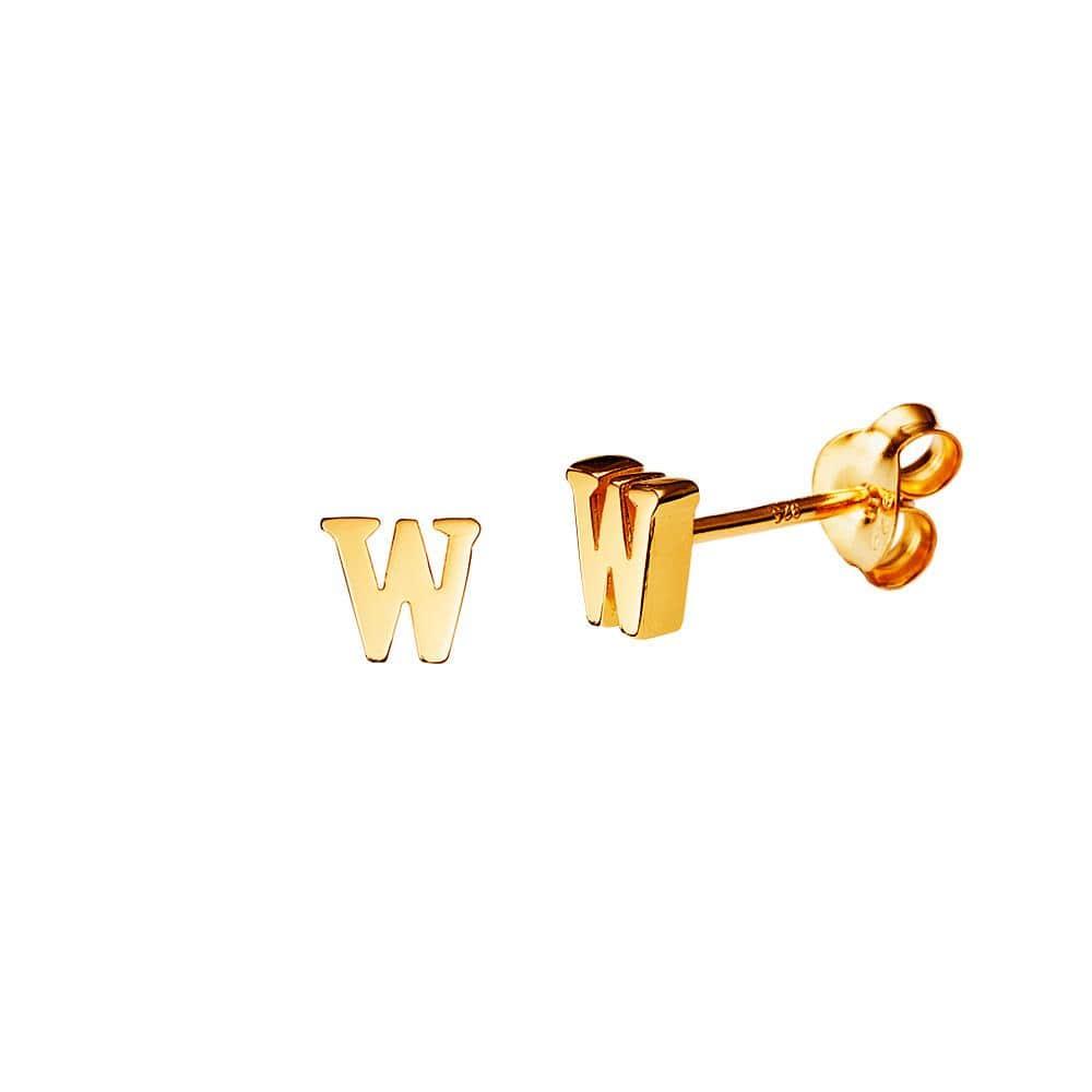 Gold Plated Stud Earring Letter W