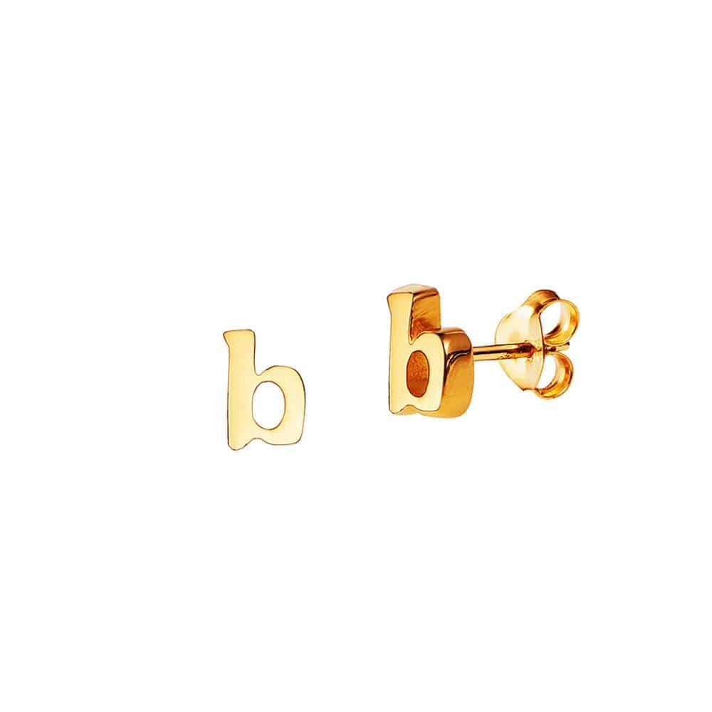 Gold Plated Stud Earring Letter B