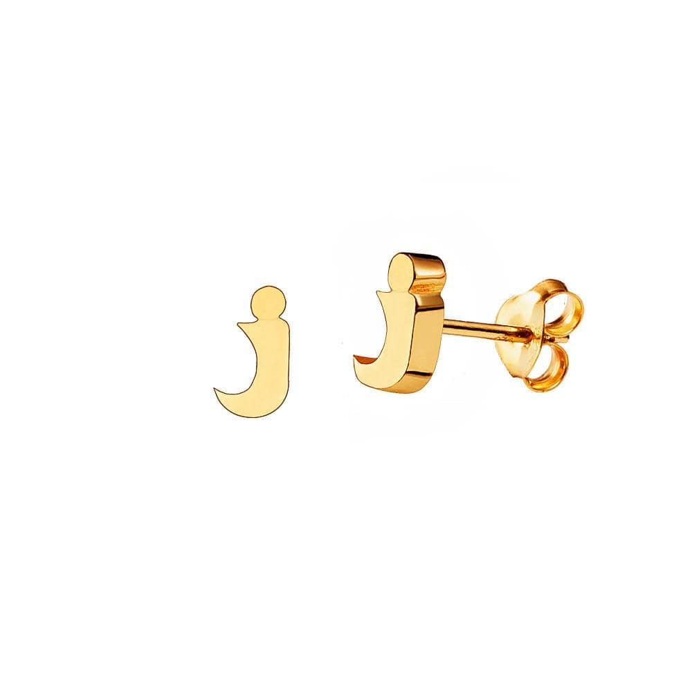 Gold Plated Stud Earring Letter J