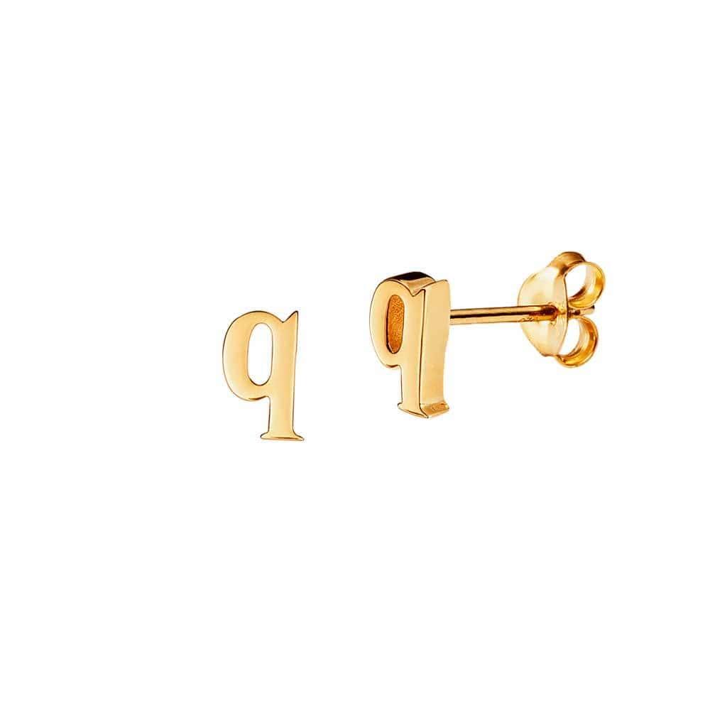 Gold Plated Stud Earring Letter Q