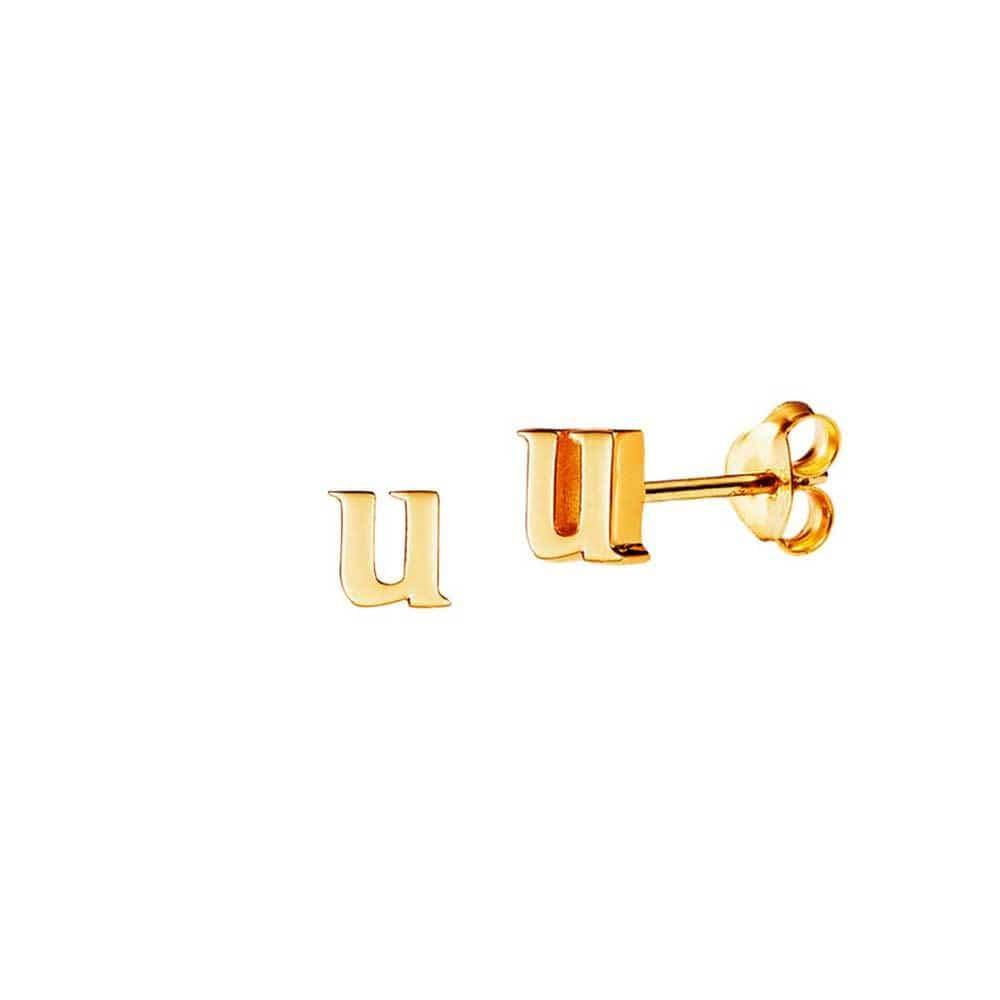 Gold Plated Stud Earring Letter U