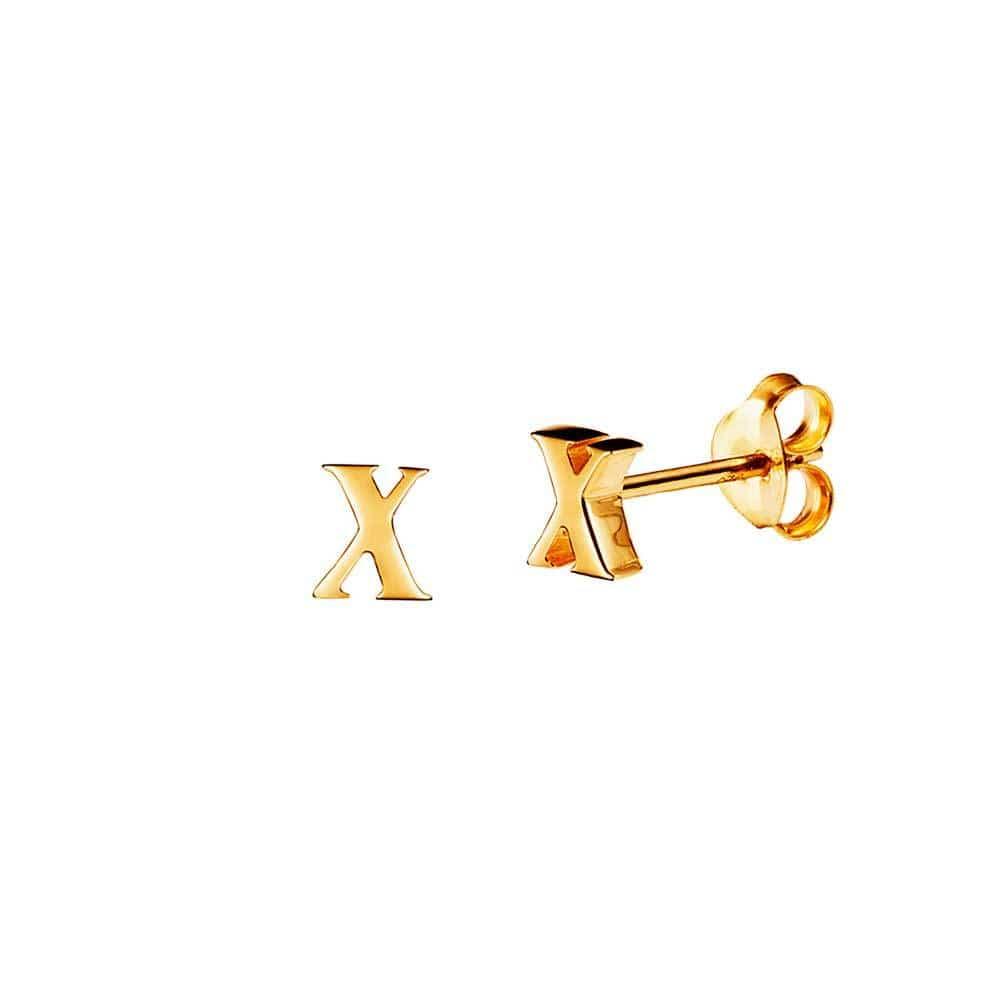 Gold Plated Stud Earring Letter X