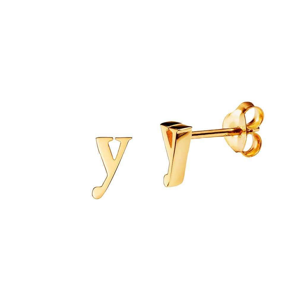 Gold Plated Stud Earring Letter Y