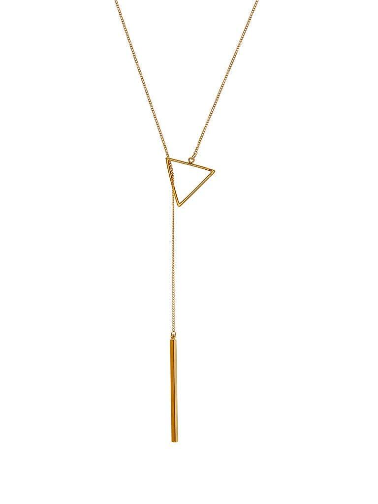 Long Gold Plated Necklace with Triangle and Rod