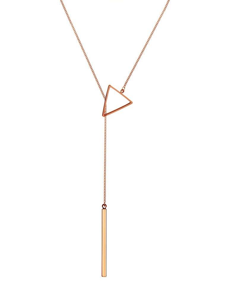 Pink Rose Gold Plated Necklace with Triangle and Rod