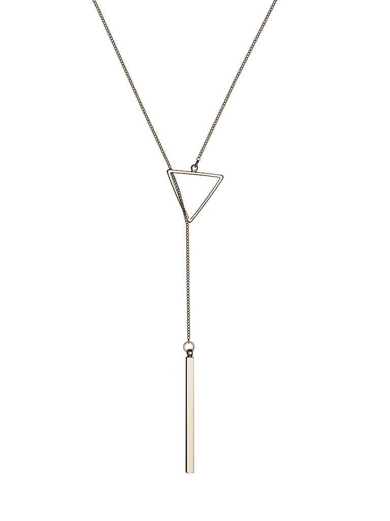 Long Silver Plated Necklace with Triangle and Rod