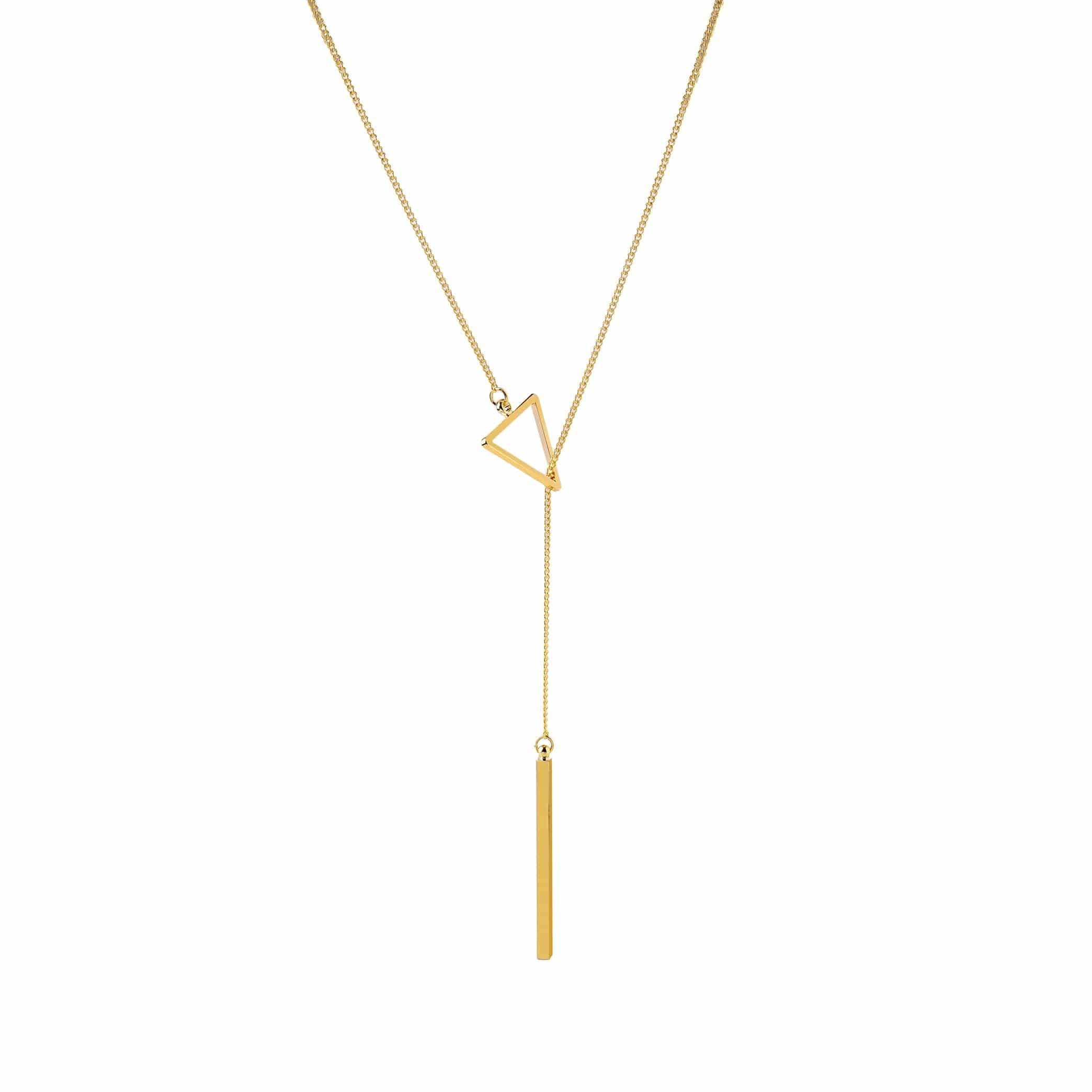 gold plated necklace with triangle and rod