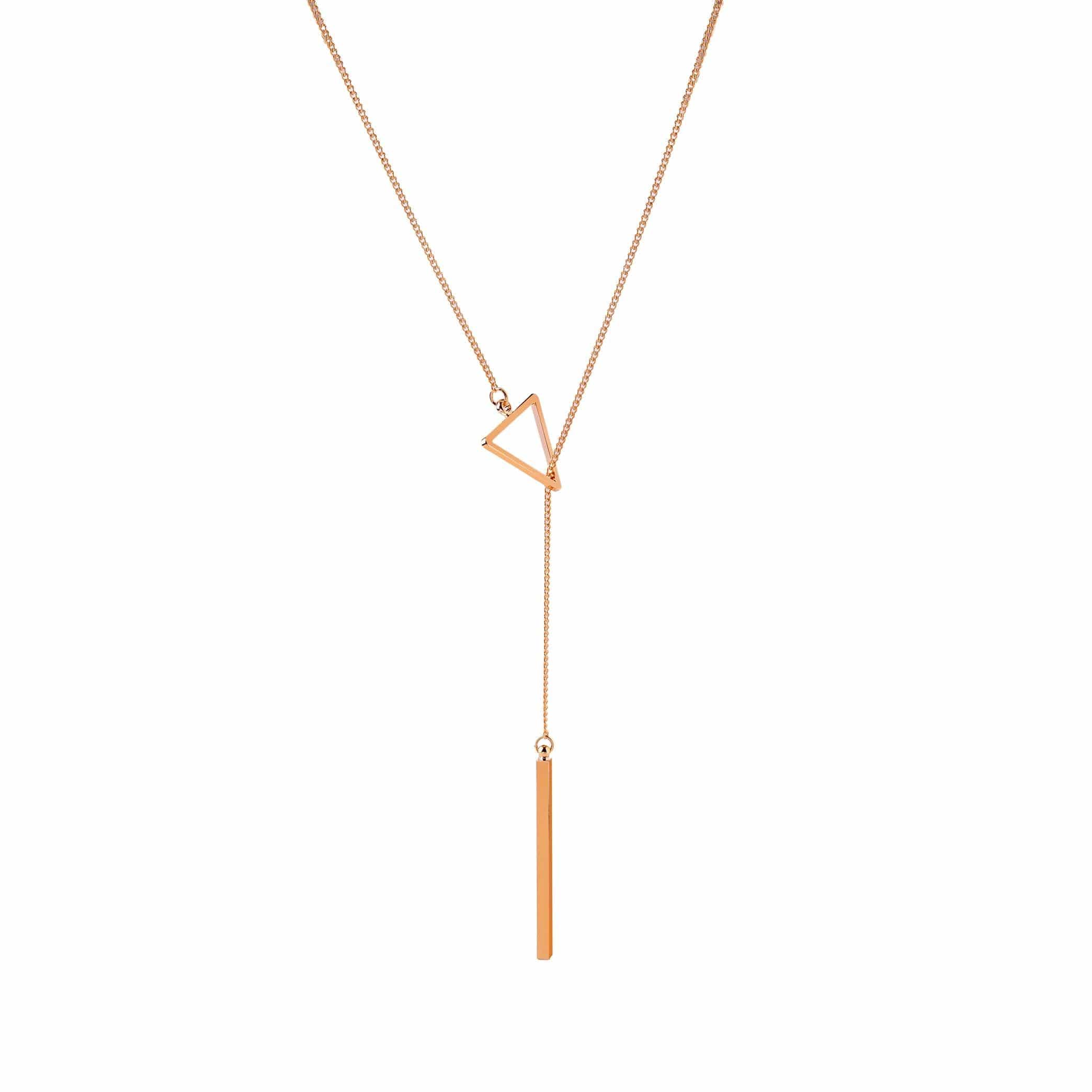 rose gold plated necklace with triangle and rod