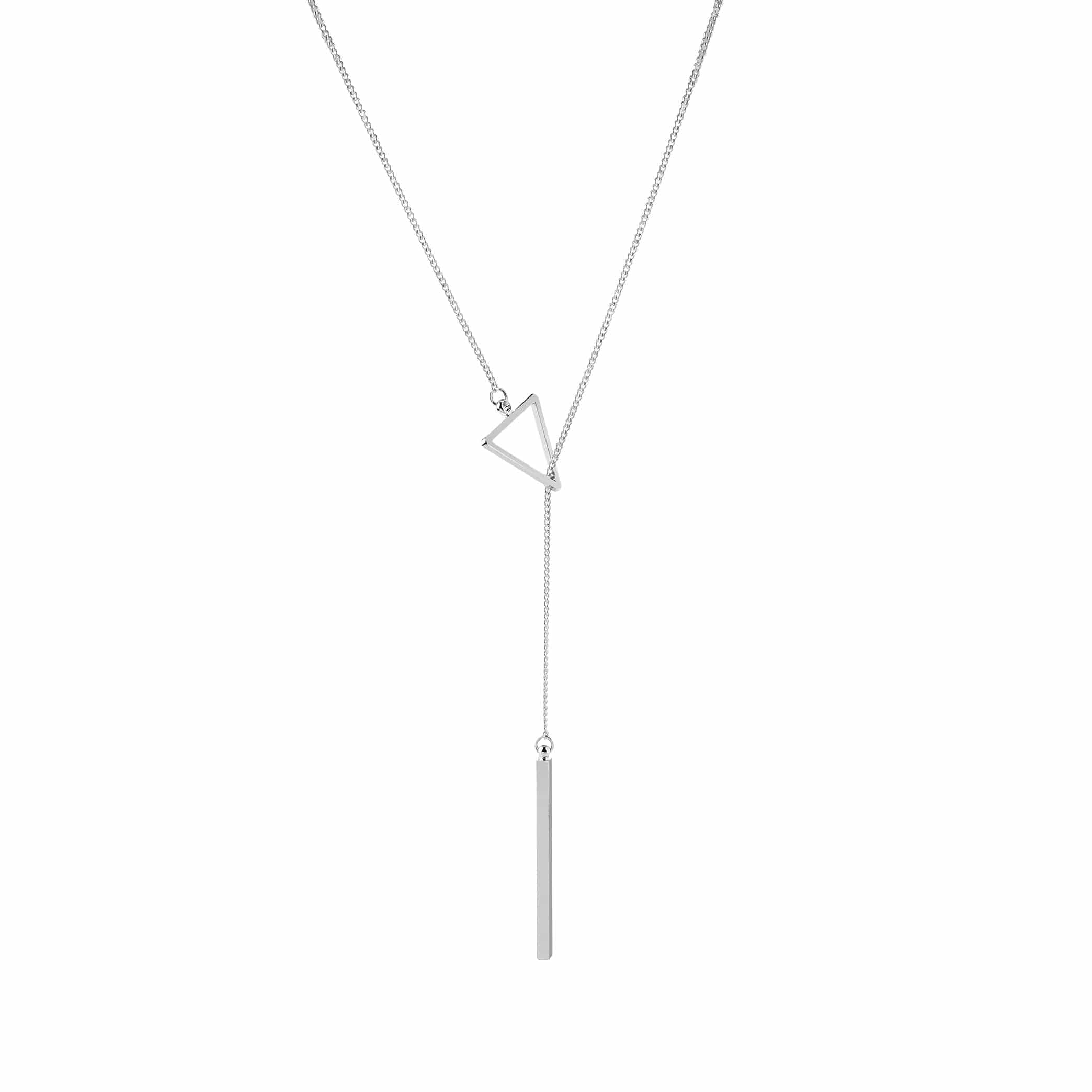 silver plated necklace with triangle and rod