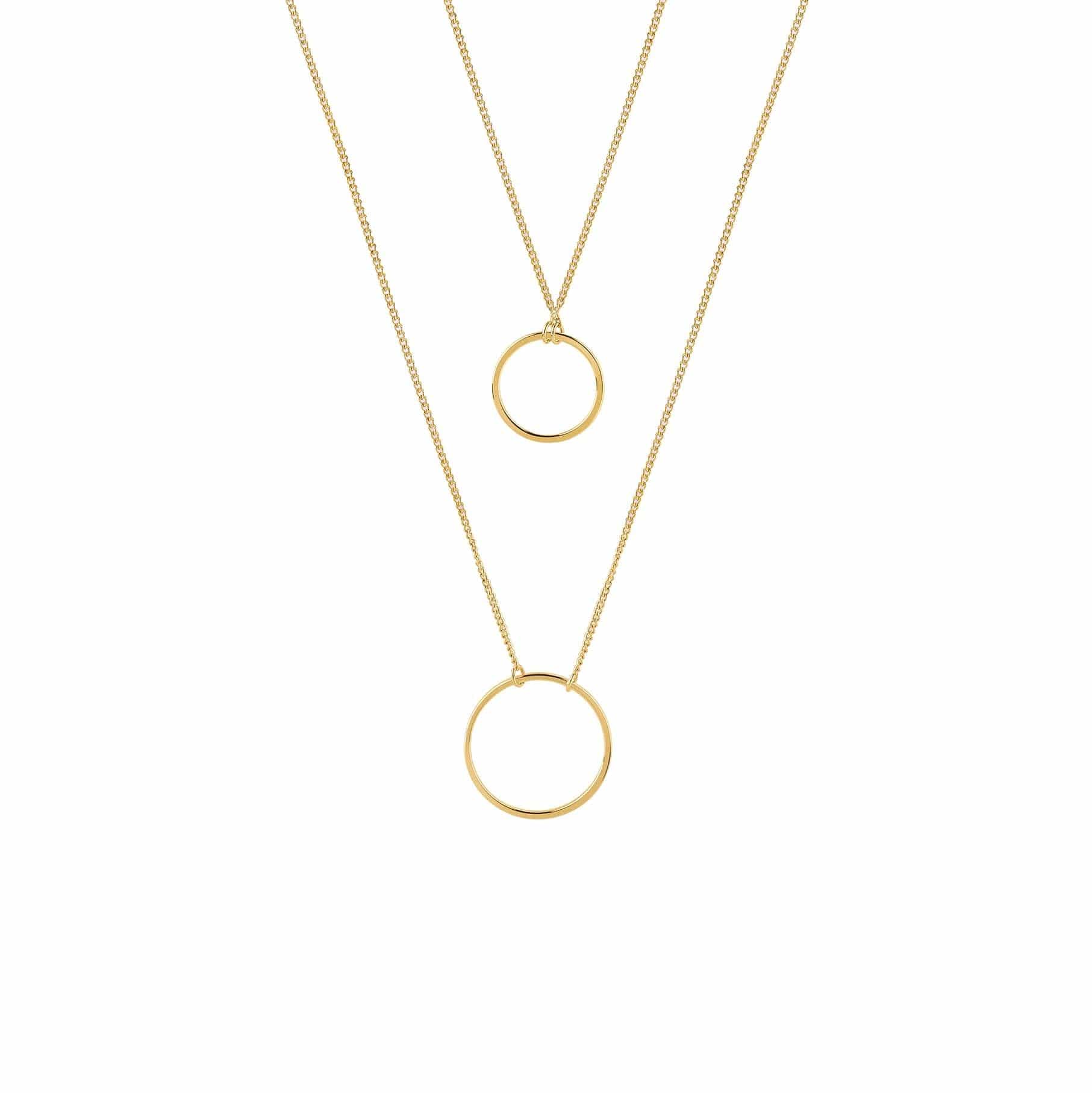 gold plated double necklace double circle