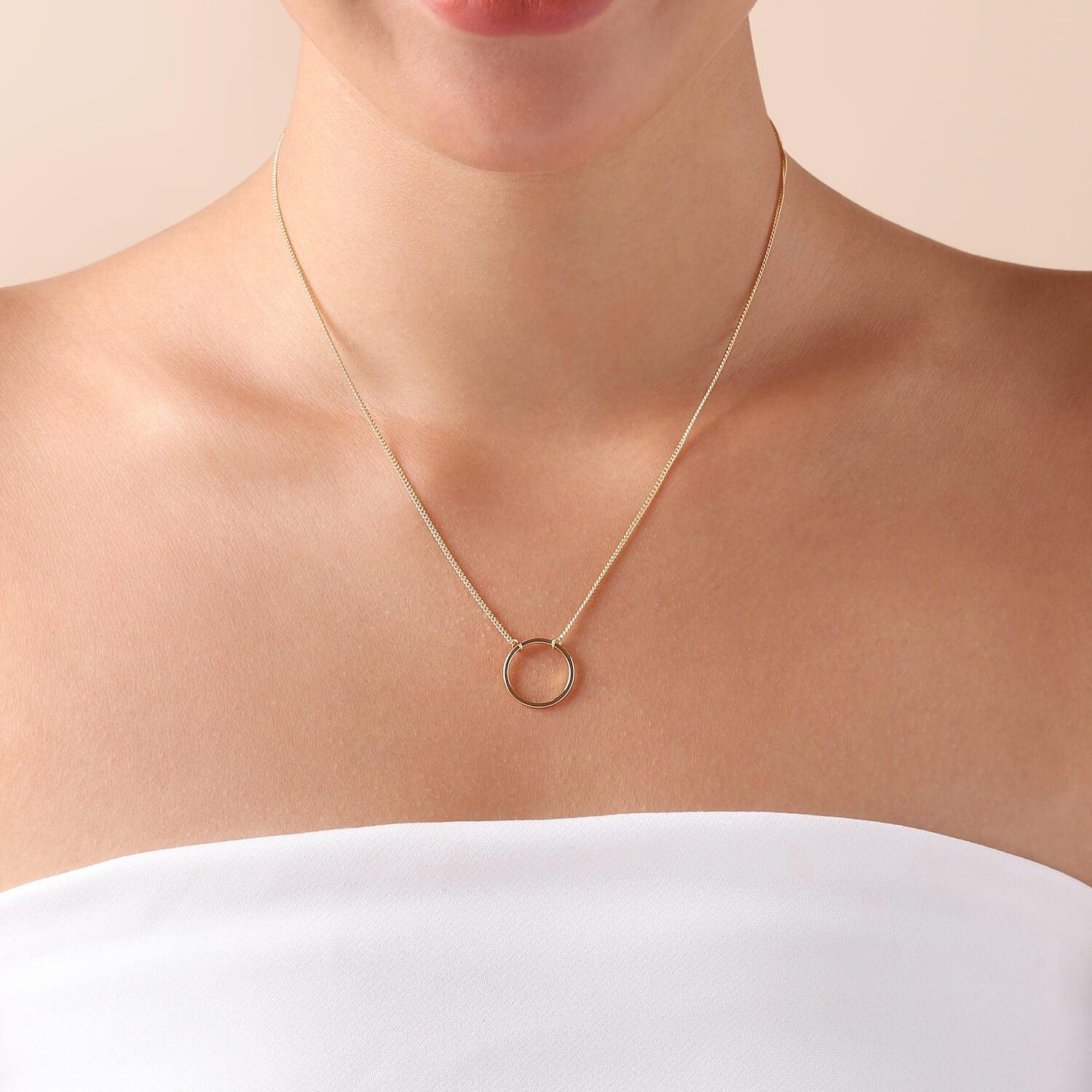 model with Gold Plated Necklace with Circle