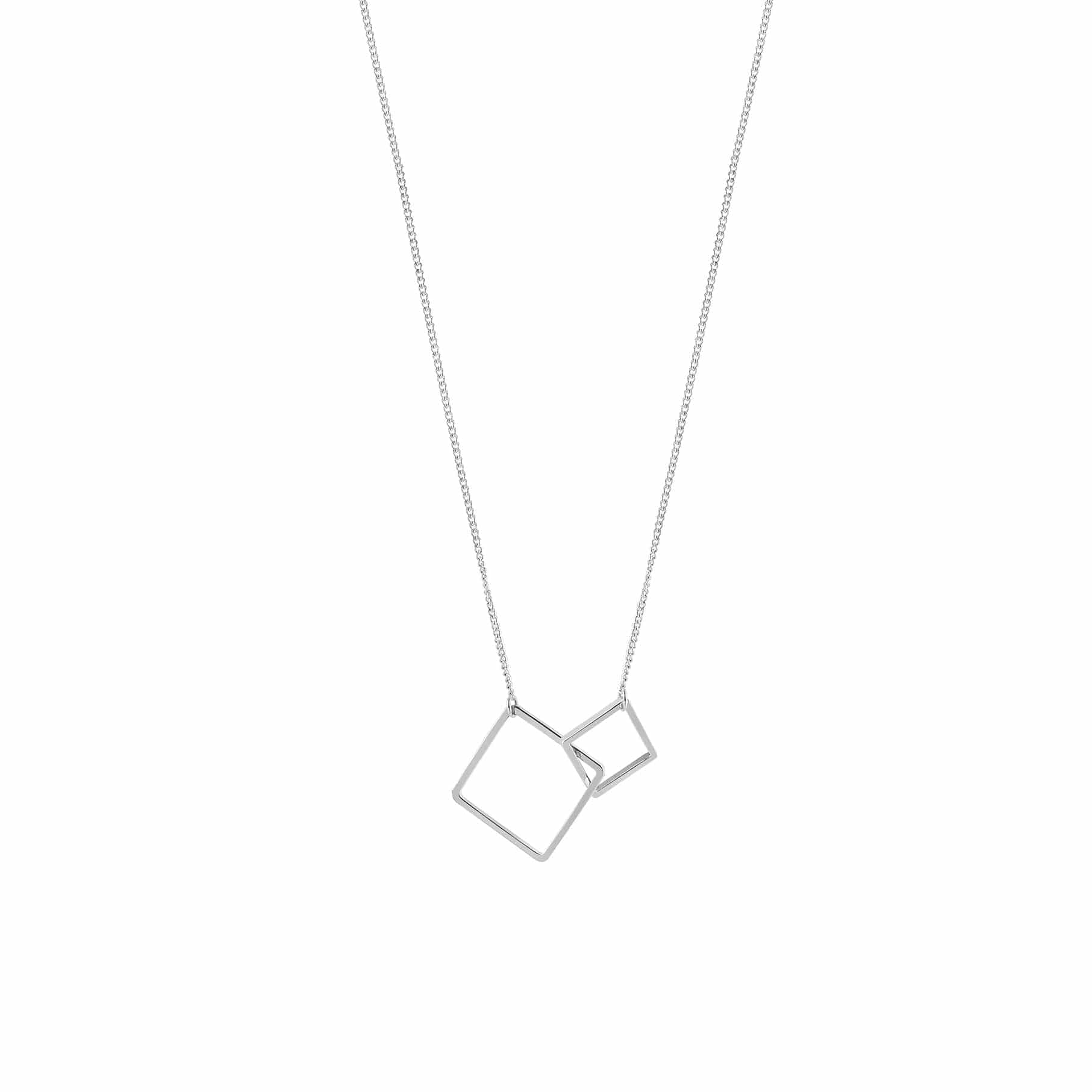silver plated necklace with double square