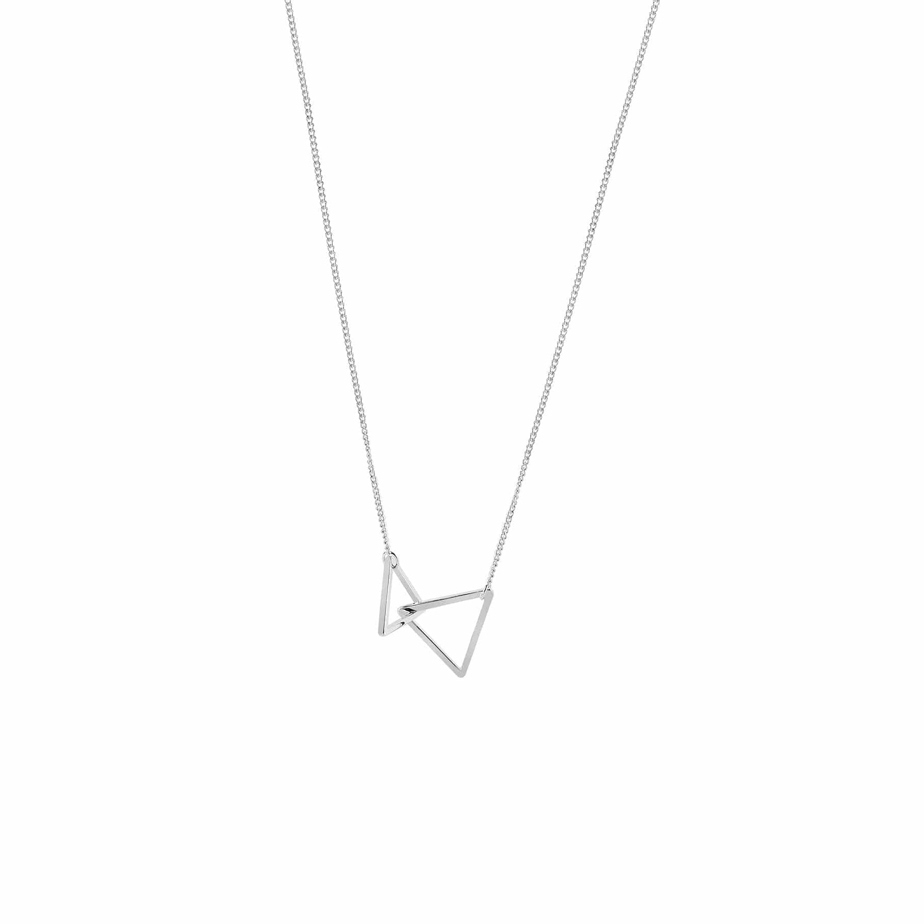silver plated necklace with double triangle