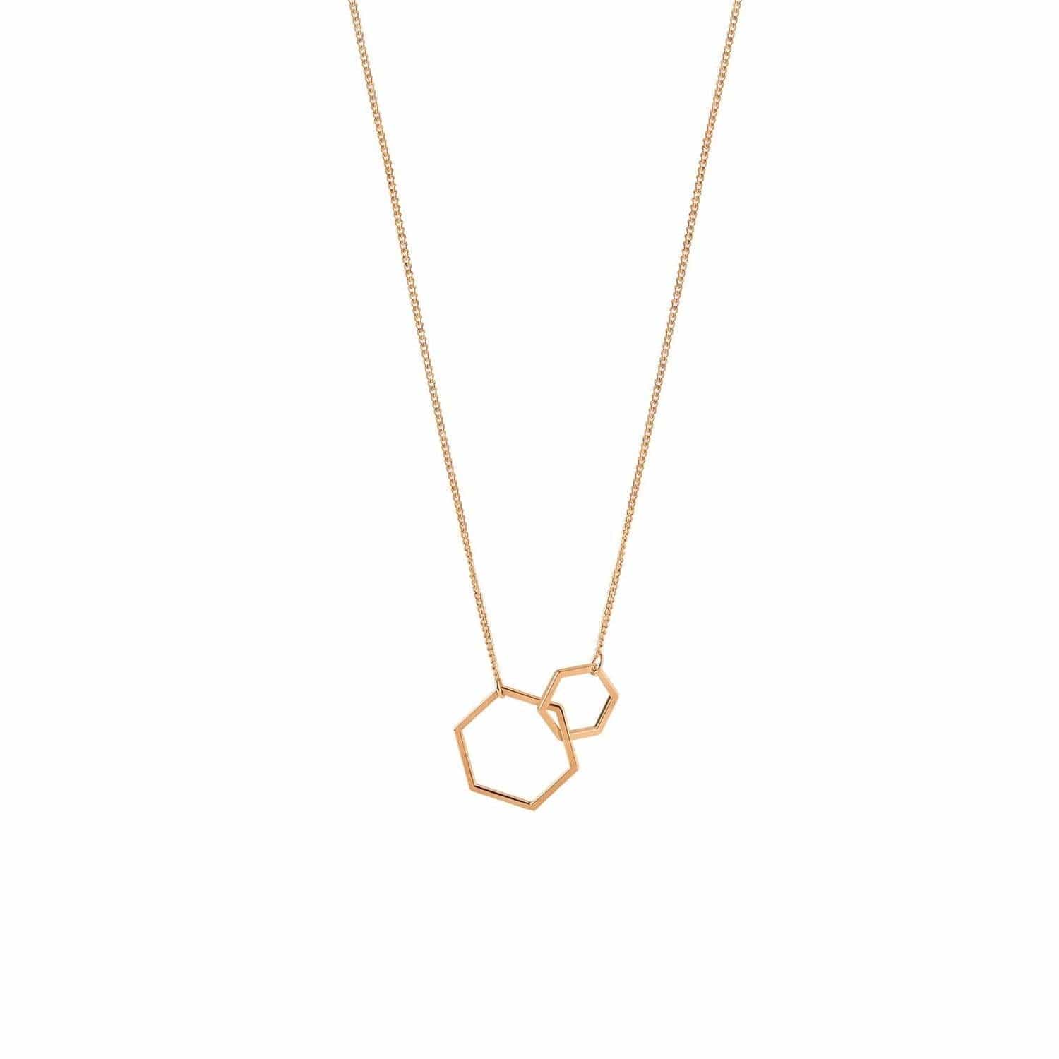 rose gold plated necklace with double hexagon