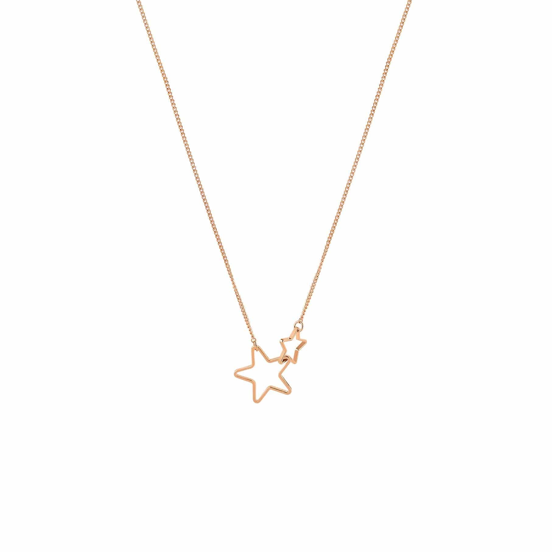 rose gold plated necklace with double star