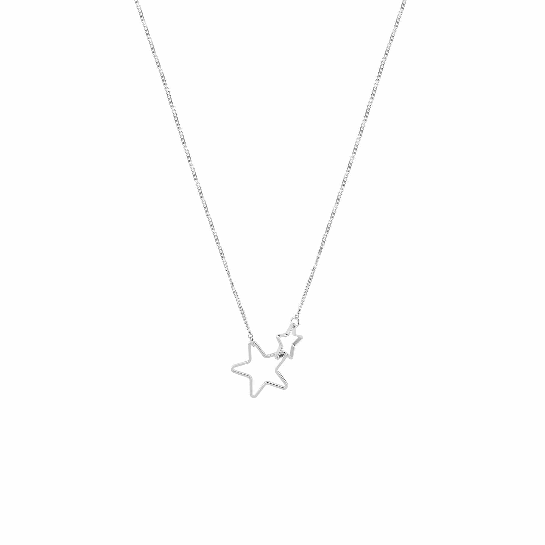 silver plated necklace with double star