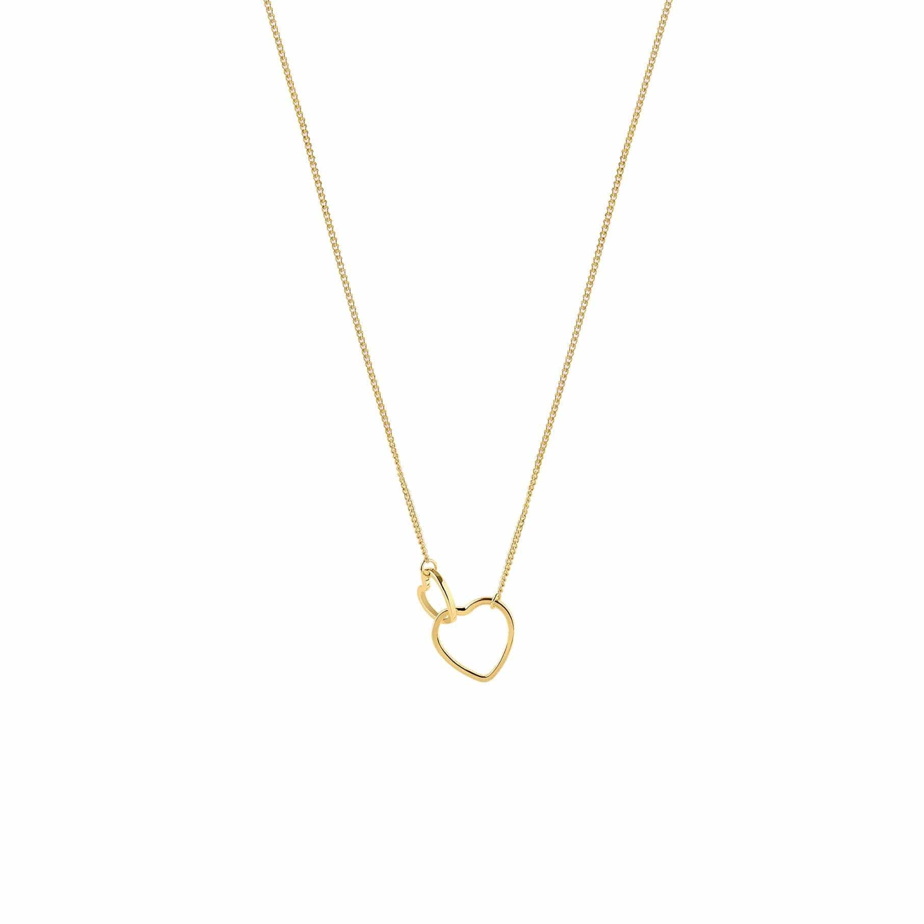 gold plated necklace with double heart