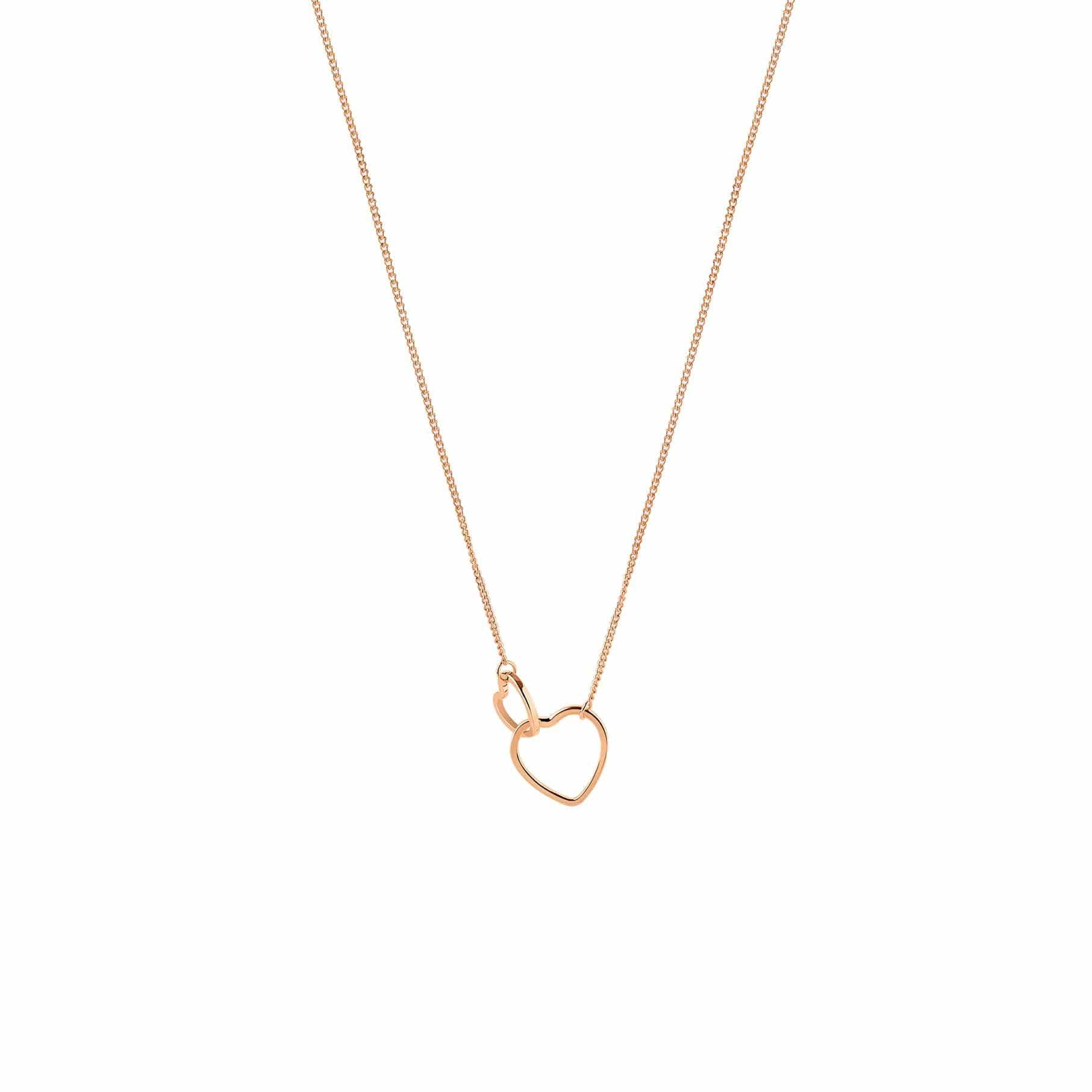 rose gold plated necklace with double heart