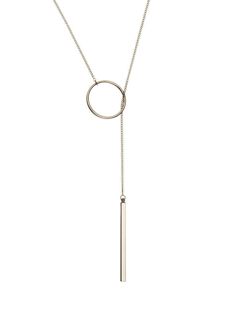 Rose Gold Plated Necklace with Circle and Rod - Juulry.com