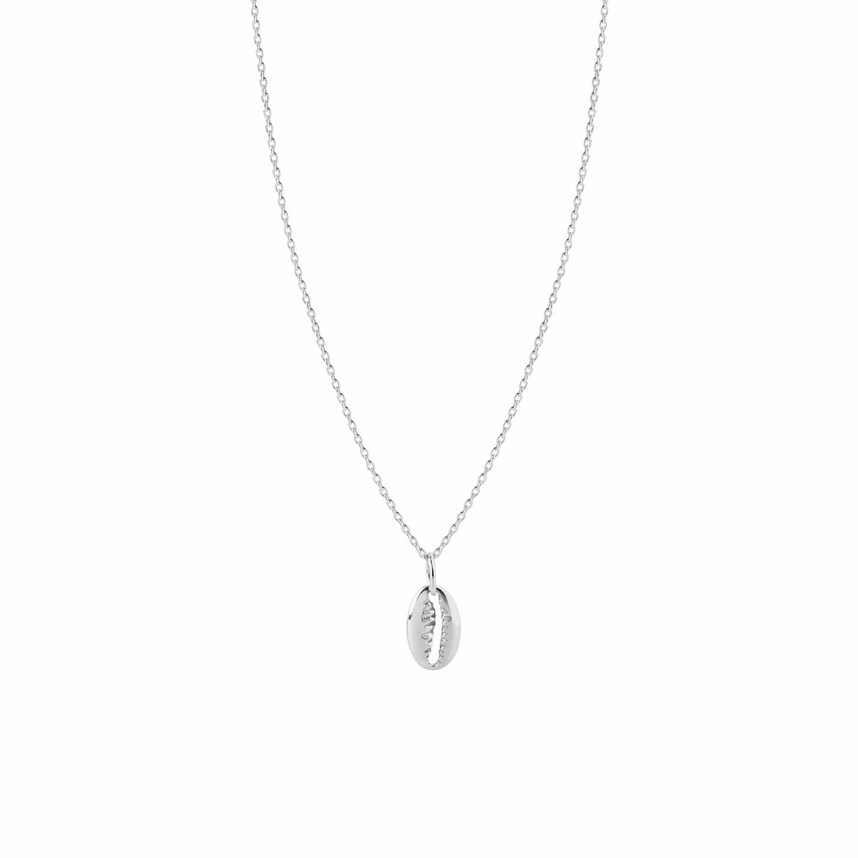 silver necklace with clam