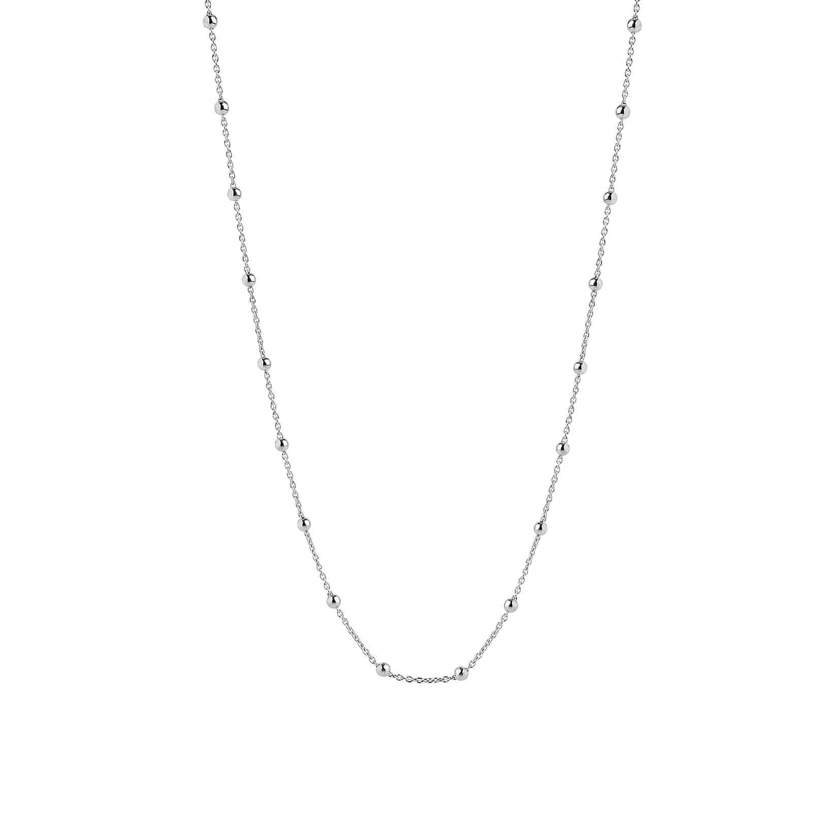 long silver necklace with balls 72cm
