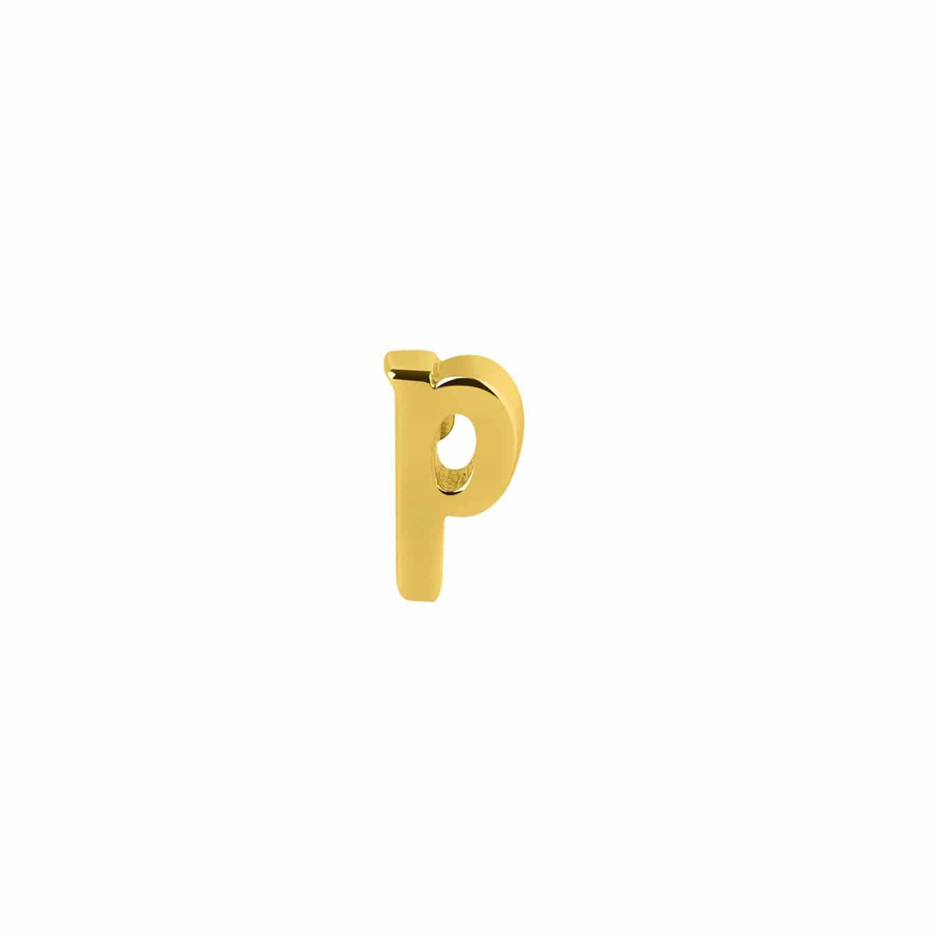 Gold Plated Stud Earring Letter P