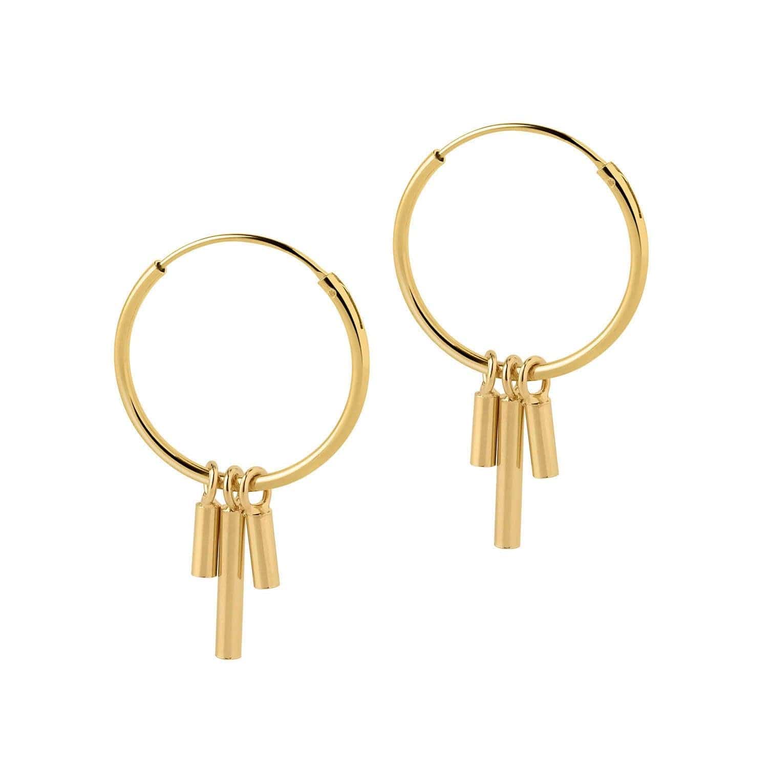 Gold Hoop Earrings with 3 Rod 18 MM