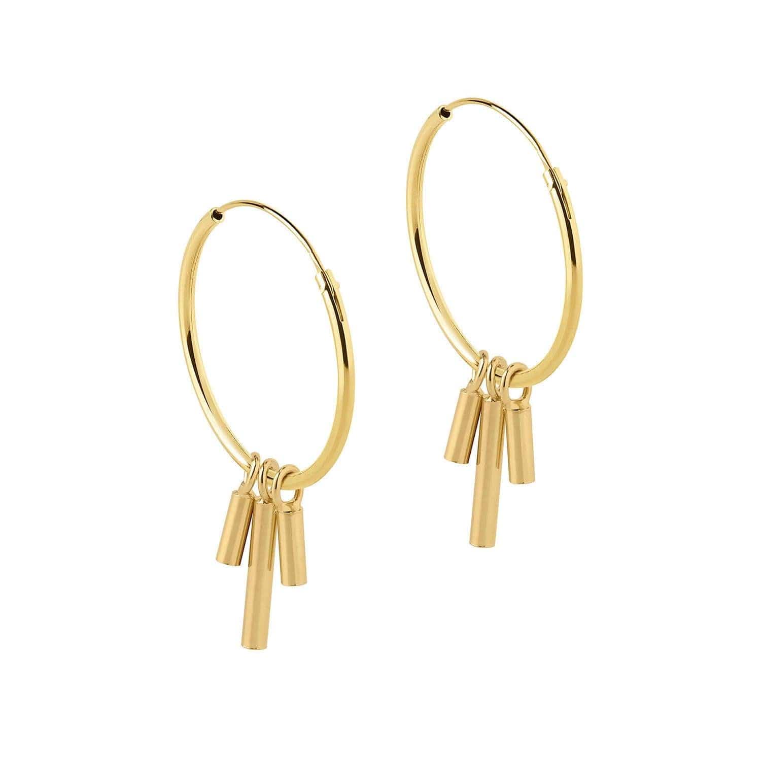 Gold Plated Hoop Earrings with 3 Rod 18 MM