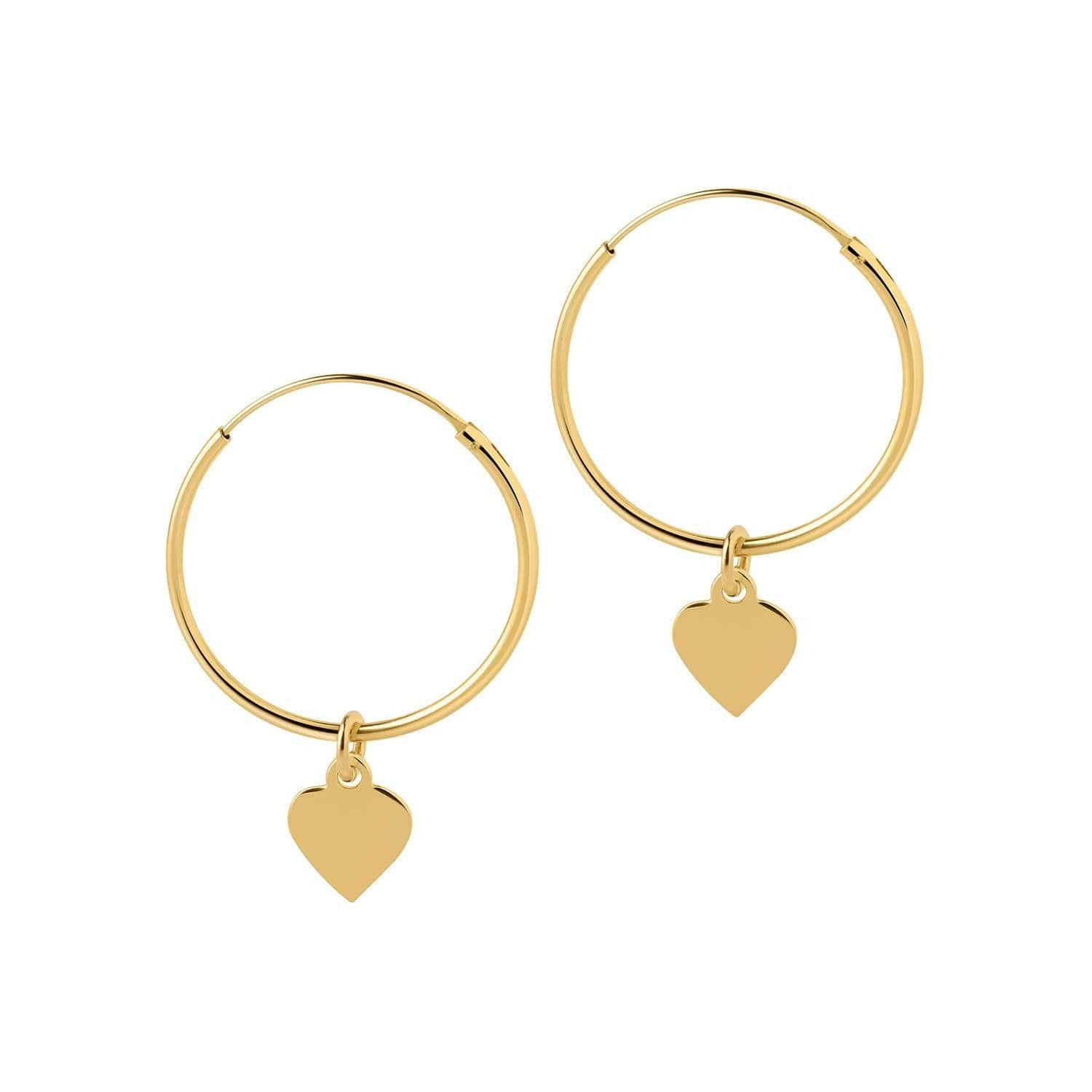 Gold plated Hoop Earrings with Heart 22 MM